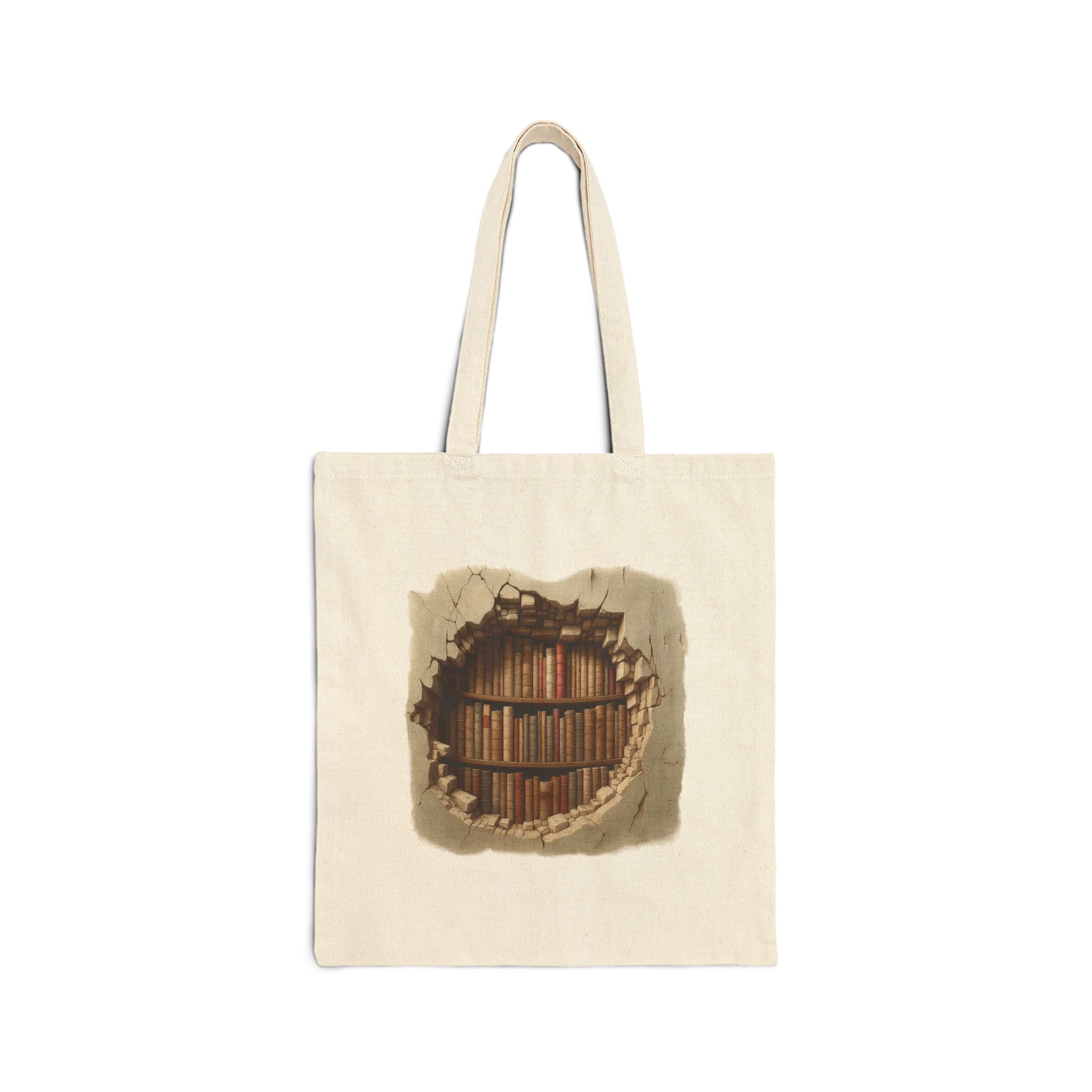 Rustic BOOK CAVE Tote Bag, Eco-Friendly Bag, Book Lover's Gift, Library Tote, Cotton Shopping Bag, Reusable Canvas Bag
