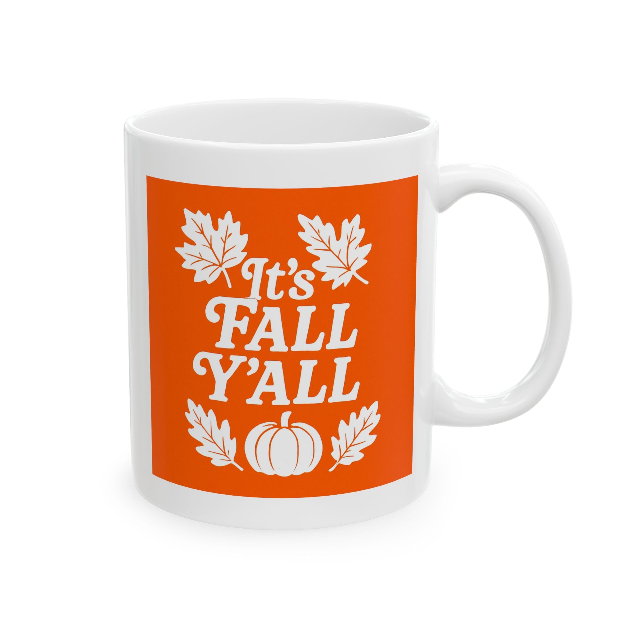 It's Fall Y'all Coffee Mug - Autumn Leaves Ceramic Mug - Cozy Fall Drinkware, Seasonal Coffee Cup, Harvest Gift for Friends