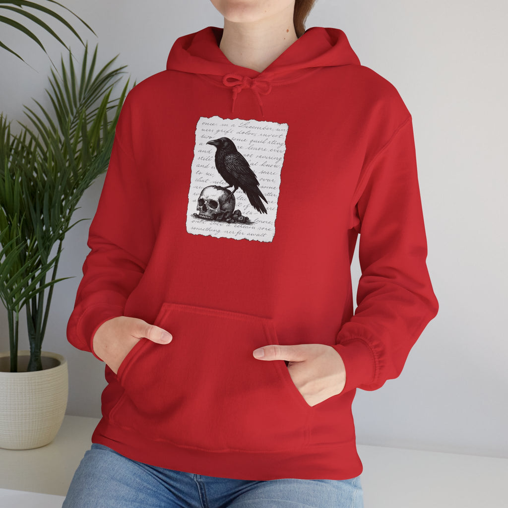 Gothic Raven Hoodie, Cozy Sweatshirt, Unisex Pullover, Halloween Apparel, Fall Fashion, Book Lovers, Theatre Lovers