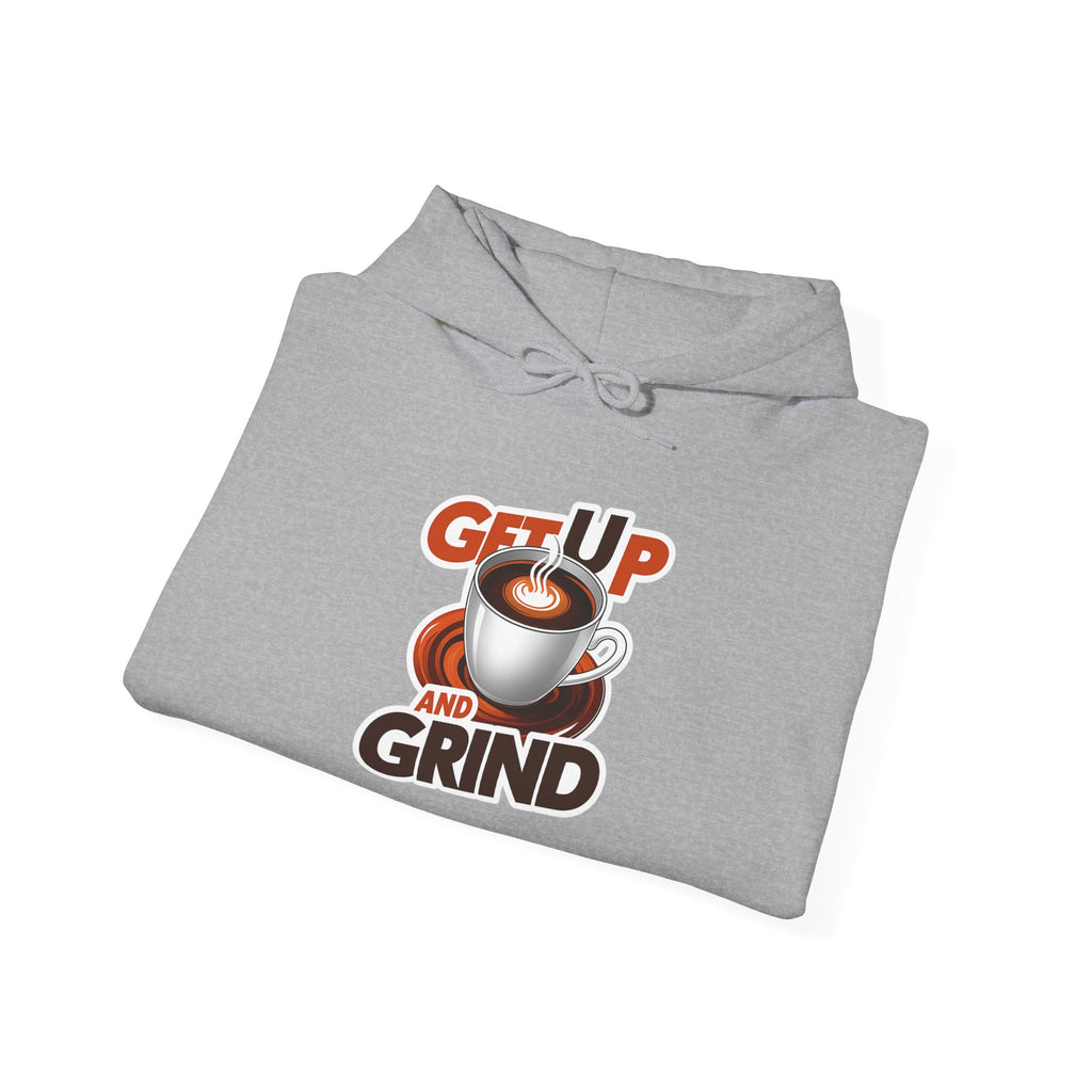 Get Up and Grind Motivational Coffee -Themed Hoodie | Motivational Gift for Coffee Lovers, Unisex Casual Wear, Perfect for Gym, School, Office