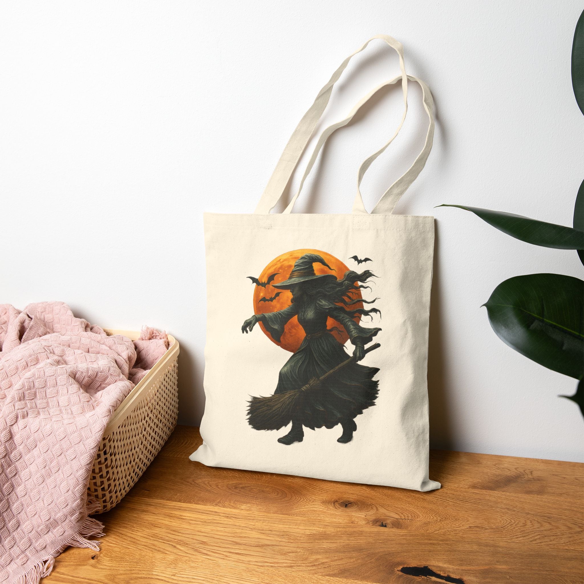 Whimsical WITCH Halloween Tote Bag | Spooky Shopping Bag, Witch Canvas Bag, Trick or Treat Tote, Autumn Gift, Eco-Friendly Grocery Bag