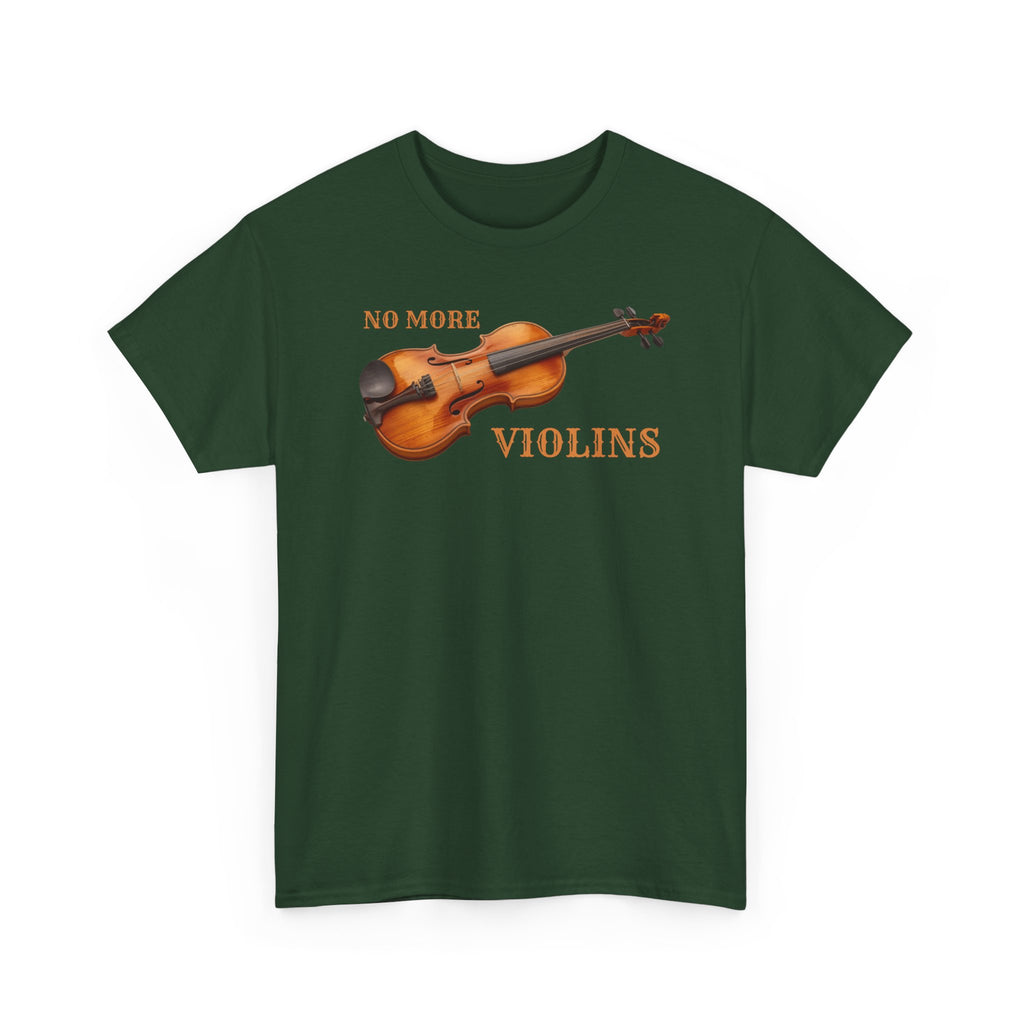 No More Violins Unisex Heavy Cotton Tee, Funny Music Lover T-Shirt, Gift for Musicians, Band Merchandise, Casual Wear, Birthday Gift