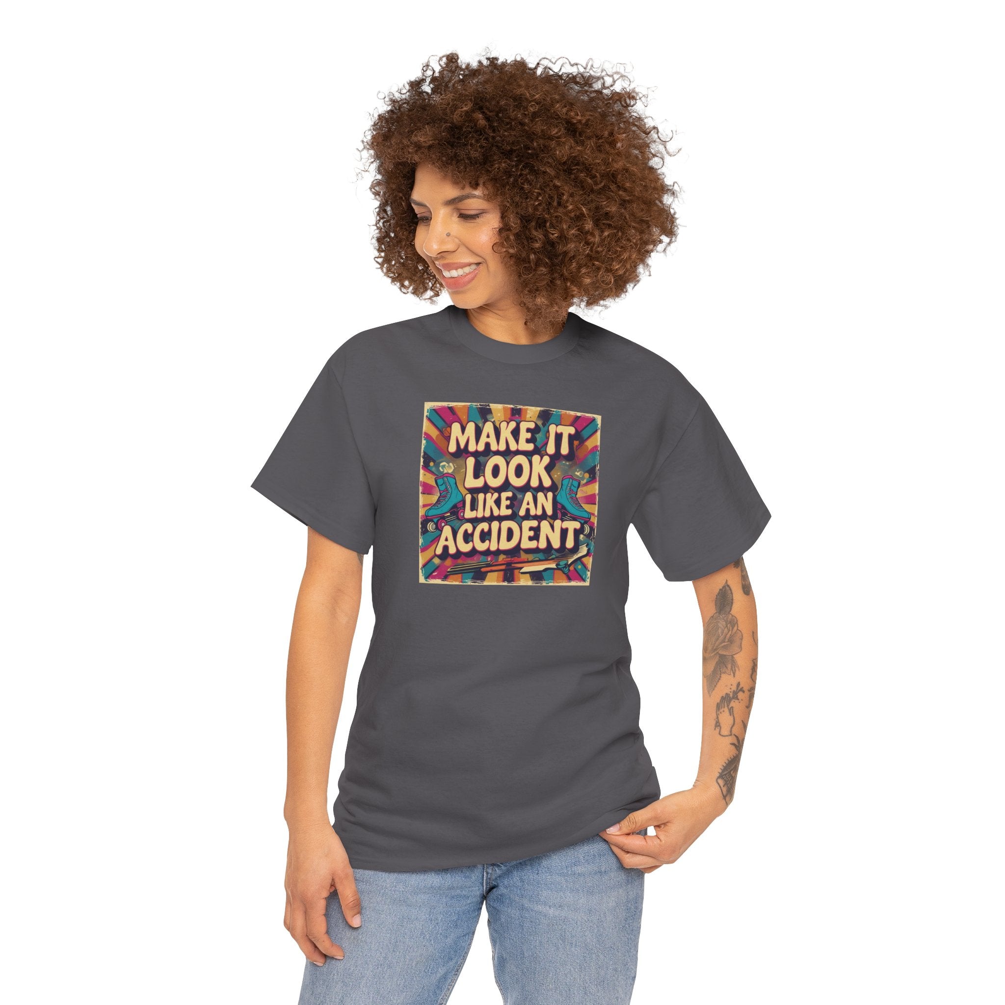 Playful Unisex Heavy Cotton Tee: Make It Look Like An Accident, Casual Wear, Gift for Friends, Fun Statement Shirt, Everyday Comfort