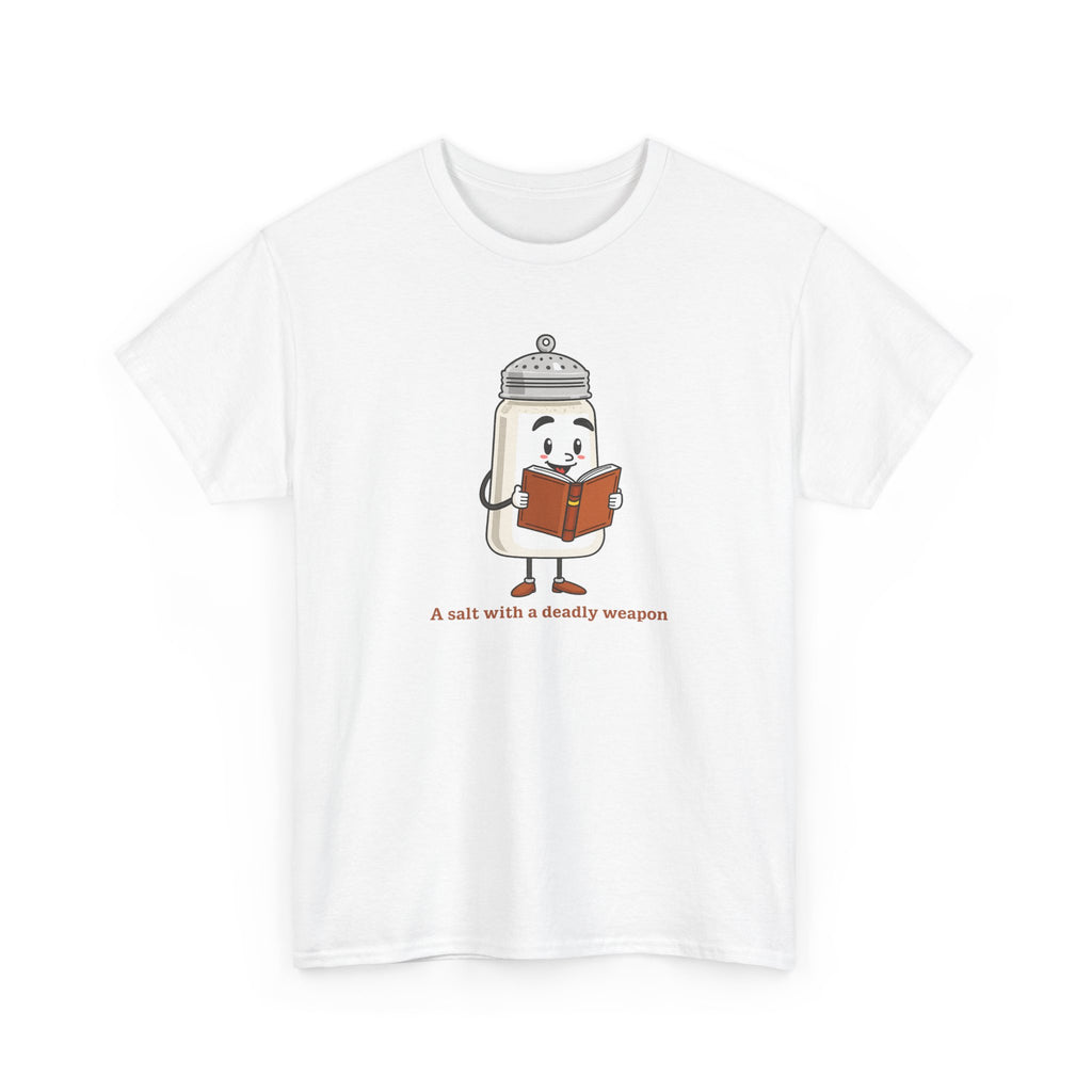 Funny Salt Bear Graphic Tee, Unisex Heavy Cotton Tee, Cute Gift for Food Lovers, Book Lovers, Unique Humor Shirt, Casual Everyday Wear