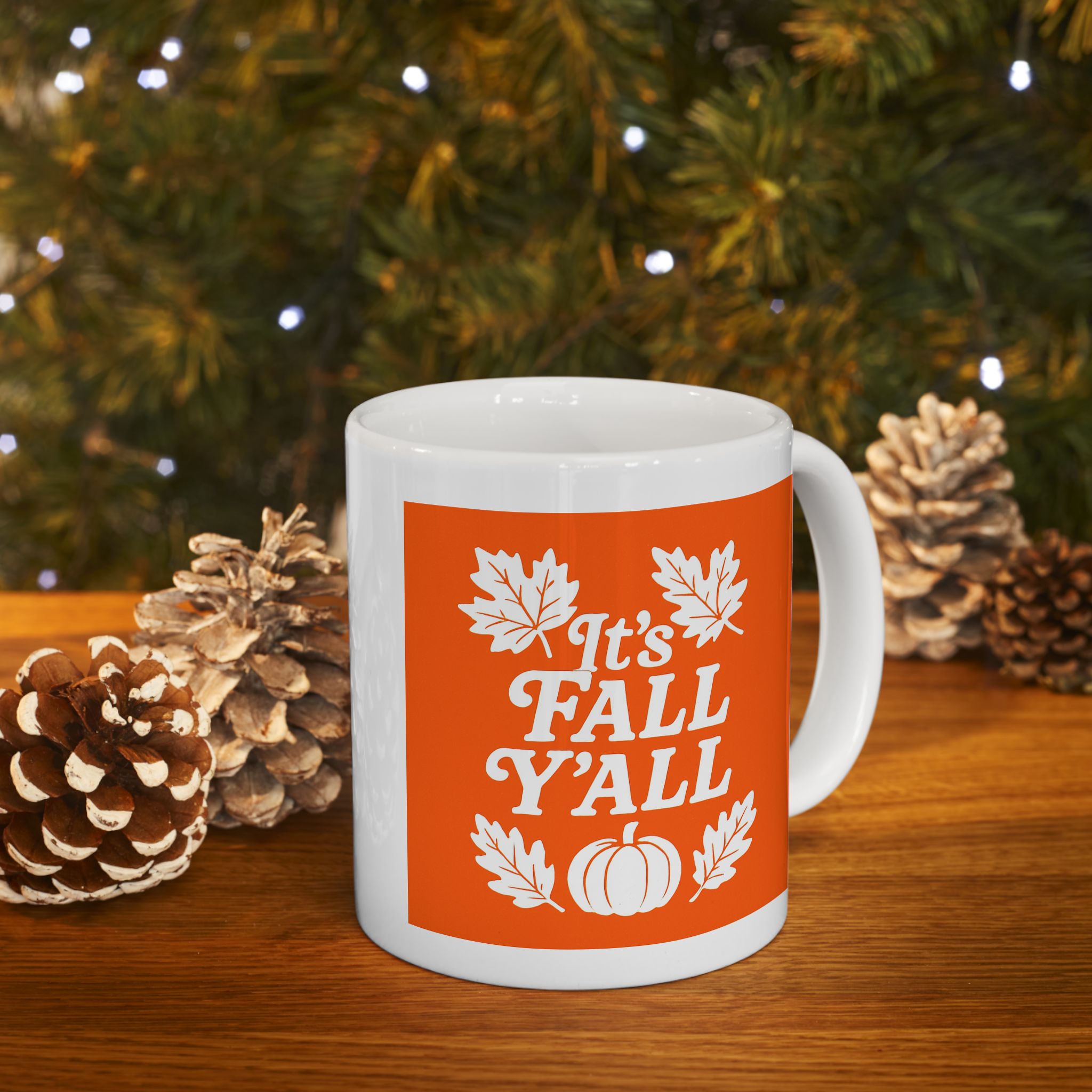 It's Fall Y'all Coffee Mug - Autumn Leaves Ceramic Mug - Cozy Fall Drinkware, Seasonal Coffee Cup, Harvest Gift for Friends