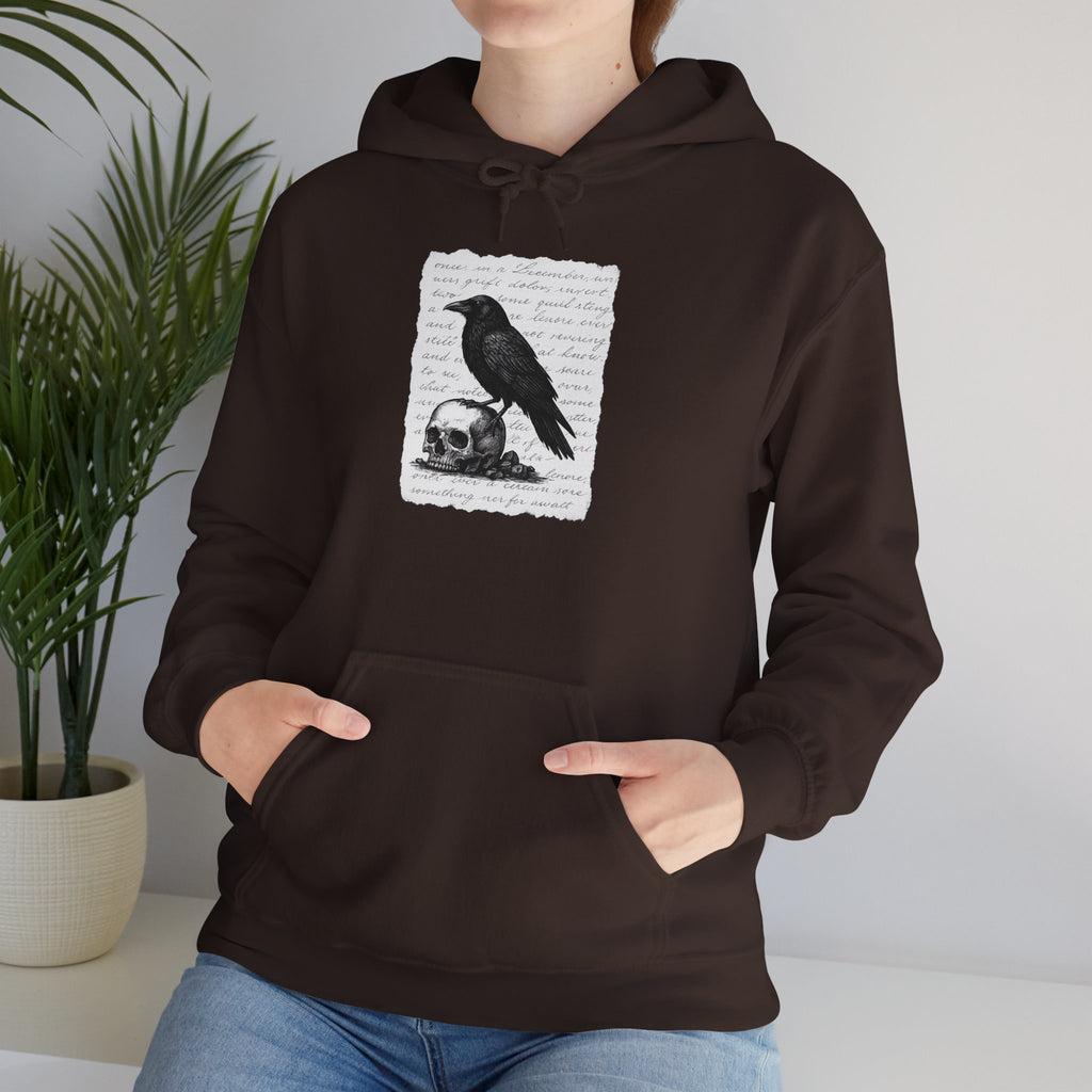 Gothic Raven Hoodie, Cozy Sweatshirt, Unisex Pullover, Halloween Apparel, Fall Fashion, Book Lovers, Theatre Lovers