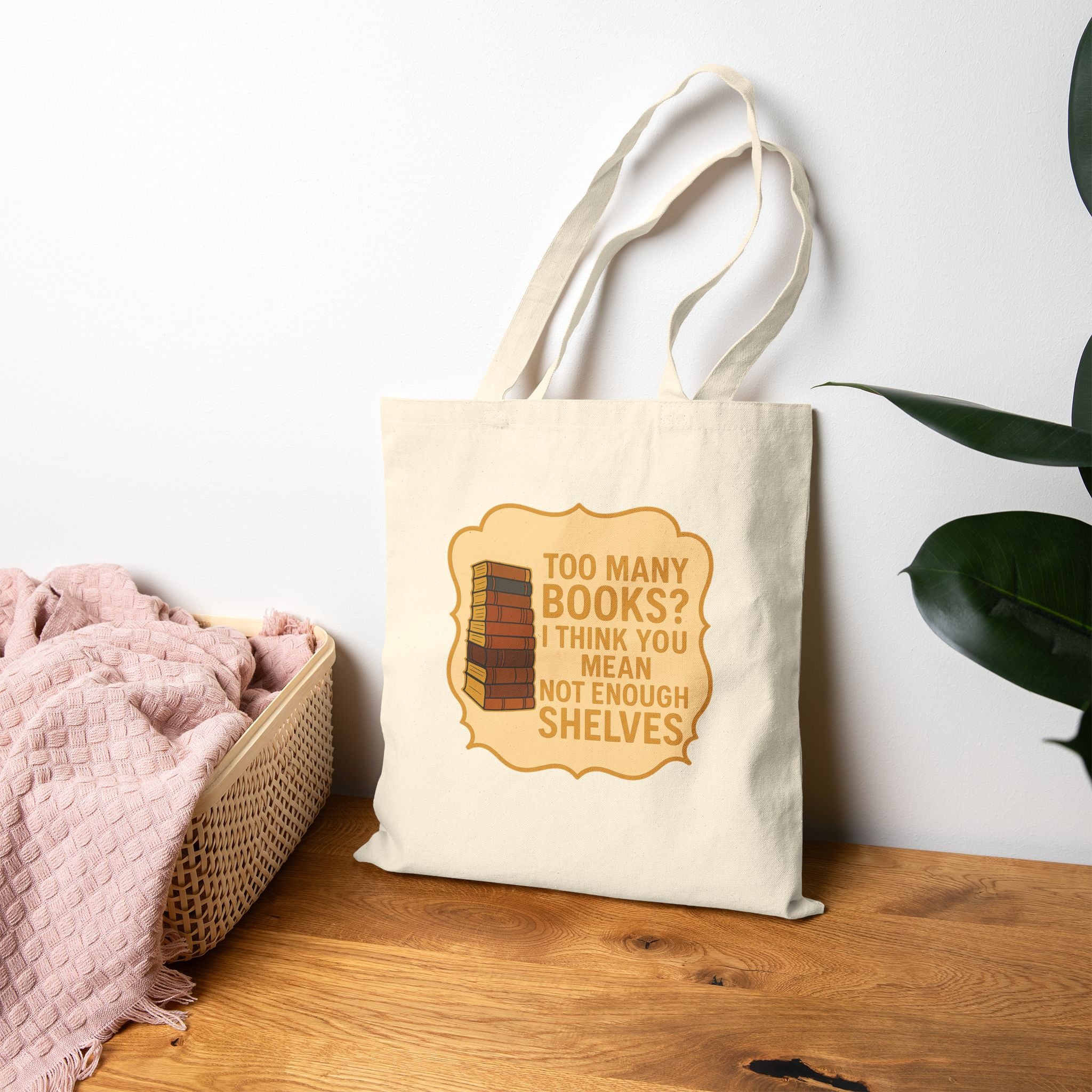 TOO MANY BOOKS - Tote Bag | Funny Literary Gift for Book Lovers | Perfect for Shopping, School, Beach, Library, Book Clubs