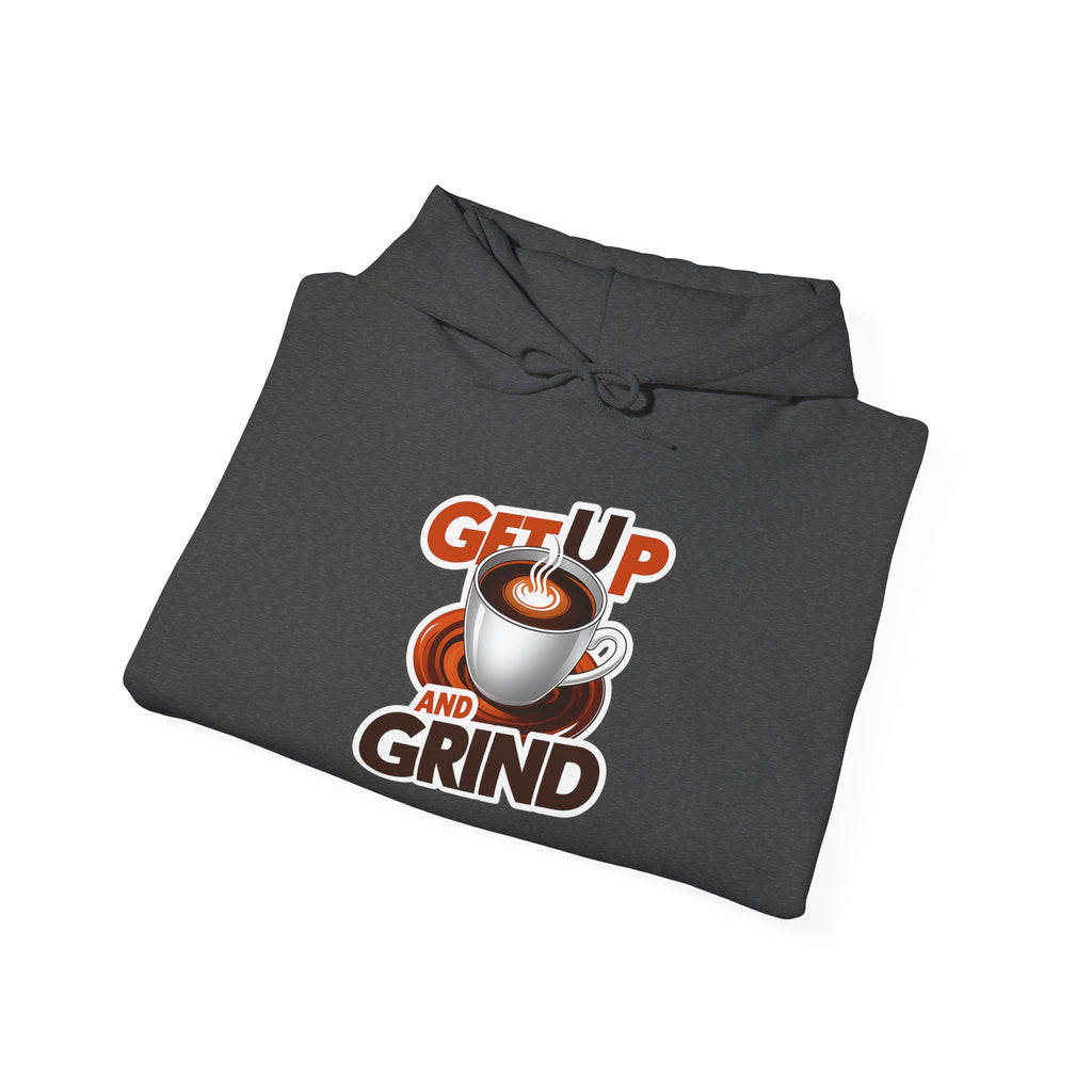 Get Up and Grind Motivational Coffee -Themed Hoodie | Motivational Gift for Coffee Lovers, Unisex Casual Wear, Perfect for Gym, School, Office