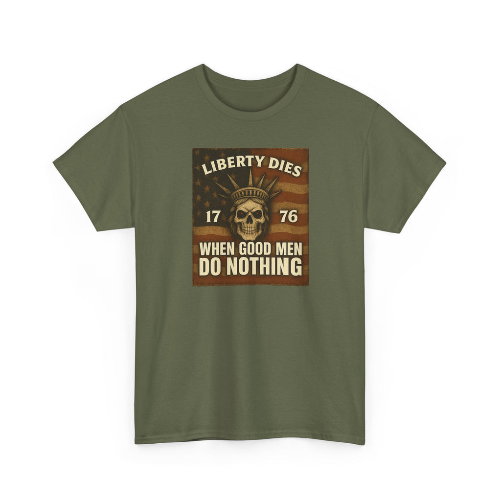 Liberty Dies Unisex Heavy Cotton Tee, Patriotic T-Shirt, 4th of July Gift, Independence Day Apparel, Vintage Style Tee