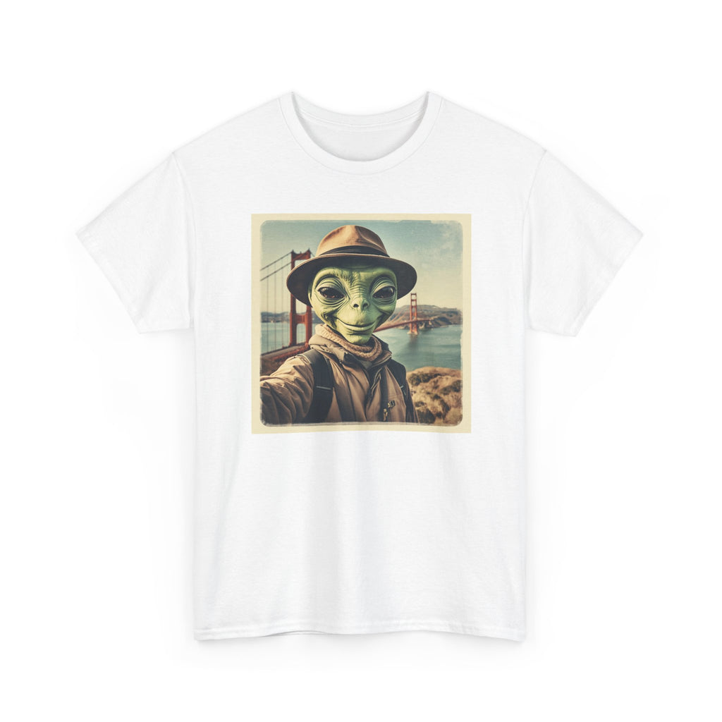 Alien Selfie Tee, Funny Graphic T-Shirt, Unique Art Shirt, Unisex Cotton Tee, Gift for Space Lovers, Quirky Style Wear