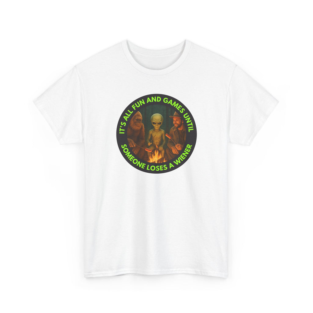 It's All Fun and Games Until... Funny Alien Camping T-shirt, Gift for Gamers, Casual Wear, Unique Statement