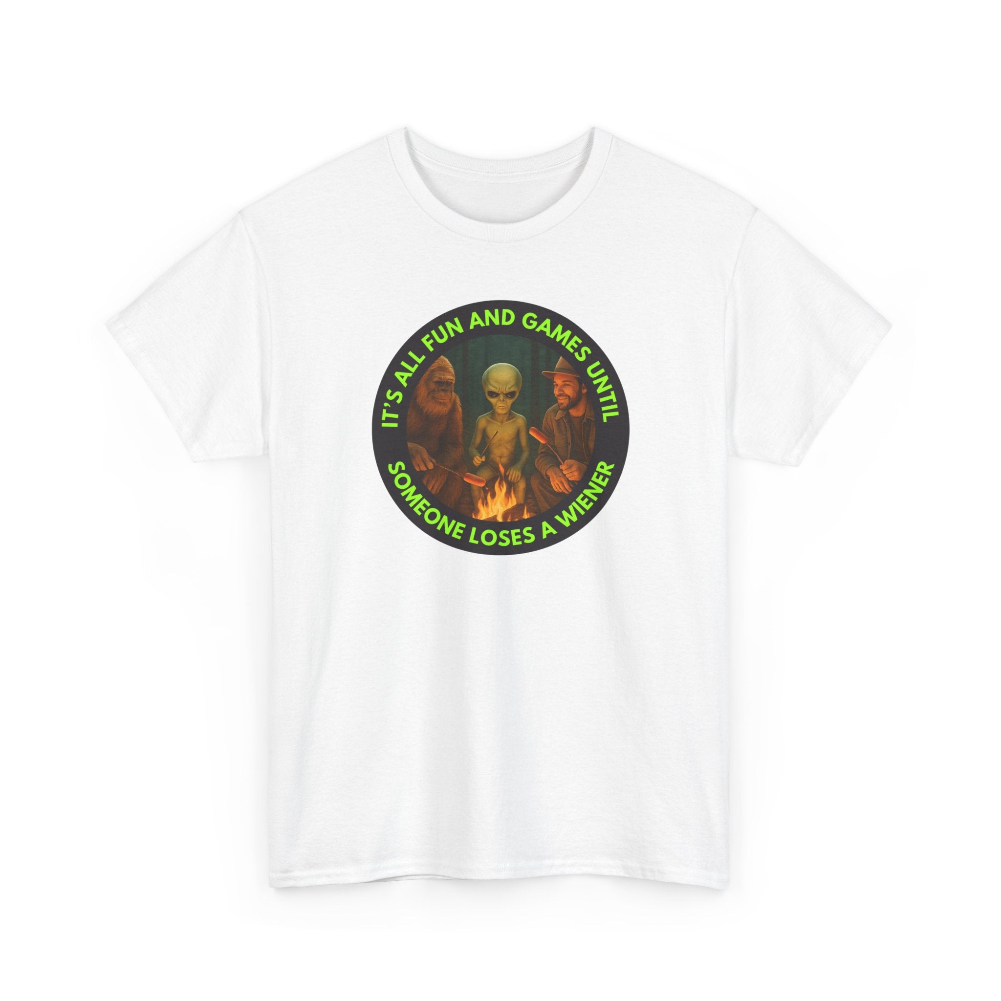 It's All Fun and Games Until... Funny Alien Camping T-shirt, Gift for Gamers, Casual Wear, Unique Statement