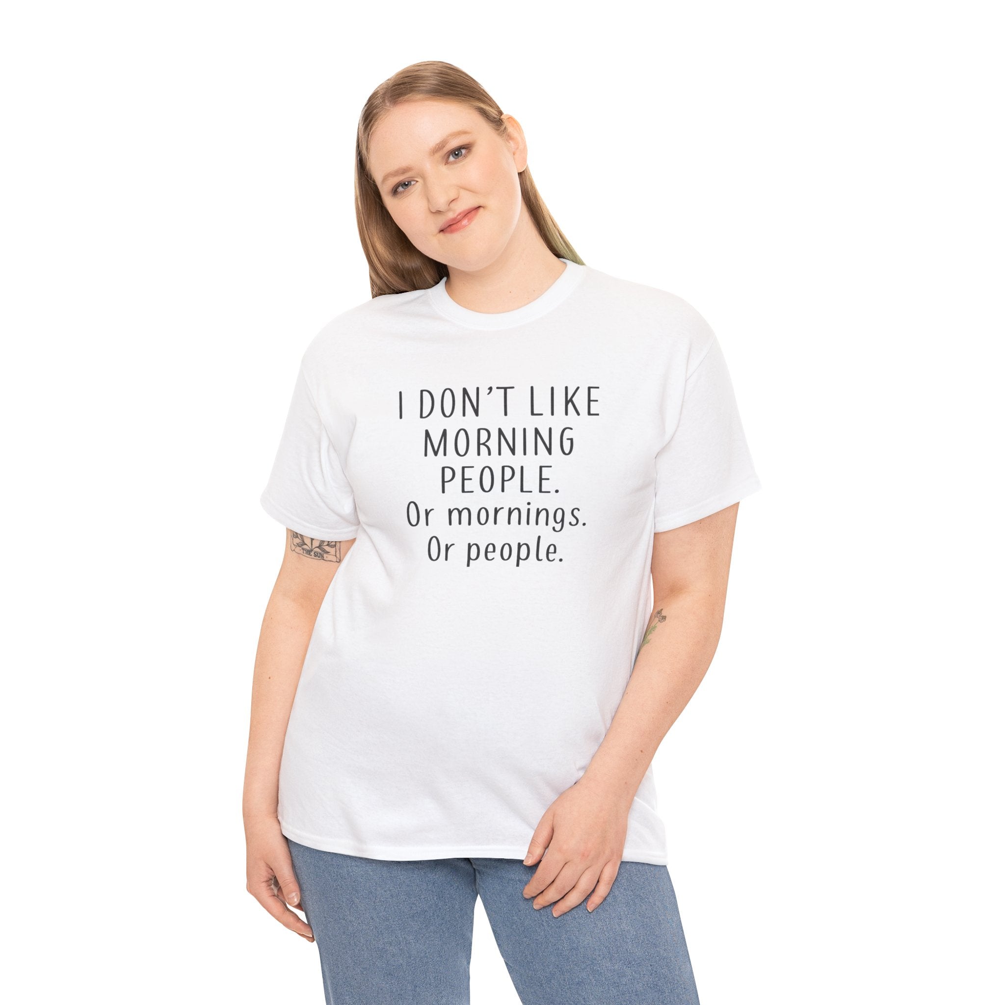 Funny Morning Tee - I Don't Like Morning People, Gift for Night Owls, Casual Wear, Humor T-Shirt, Unisex Cotton Shirt