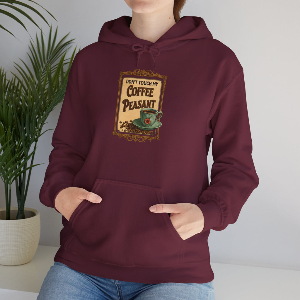 Funny - Don't Touch My Coffee Peasant Hoodie - Comfortable Unisex Sweatshirt for Coffee Lovers,  College Students, Casual Wear, Cafe Style,