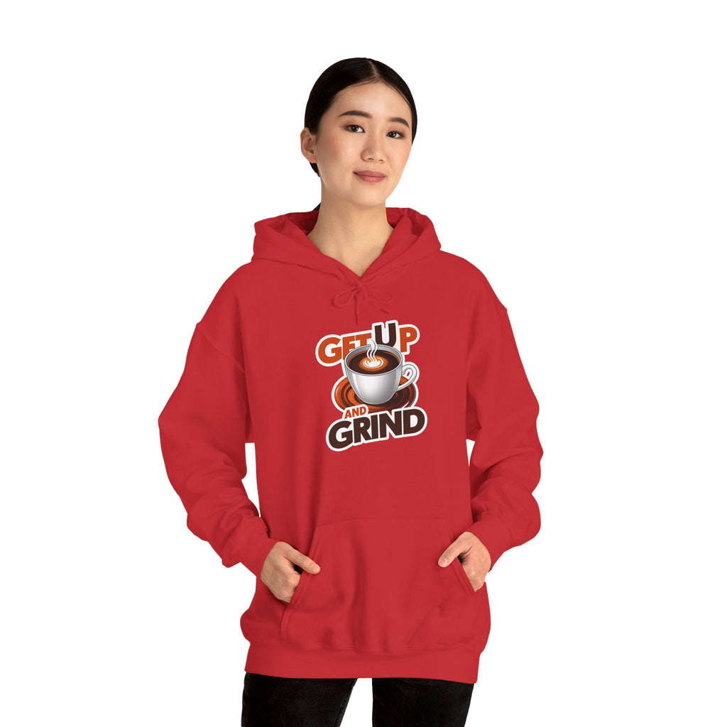 Get Up and Grind Motivational Coffee -Themed Hoodie | Motivational Gift for Coffee Lovers, Unisex Casual Wear, Perfect for Gym, School, Office