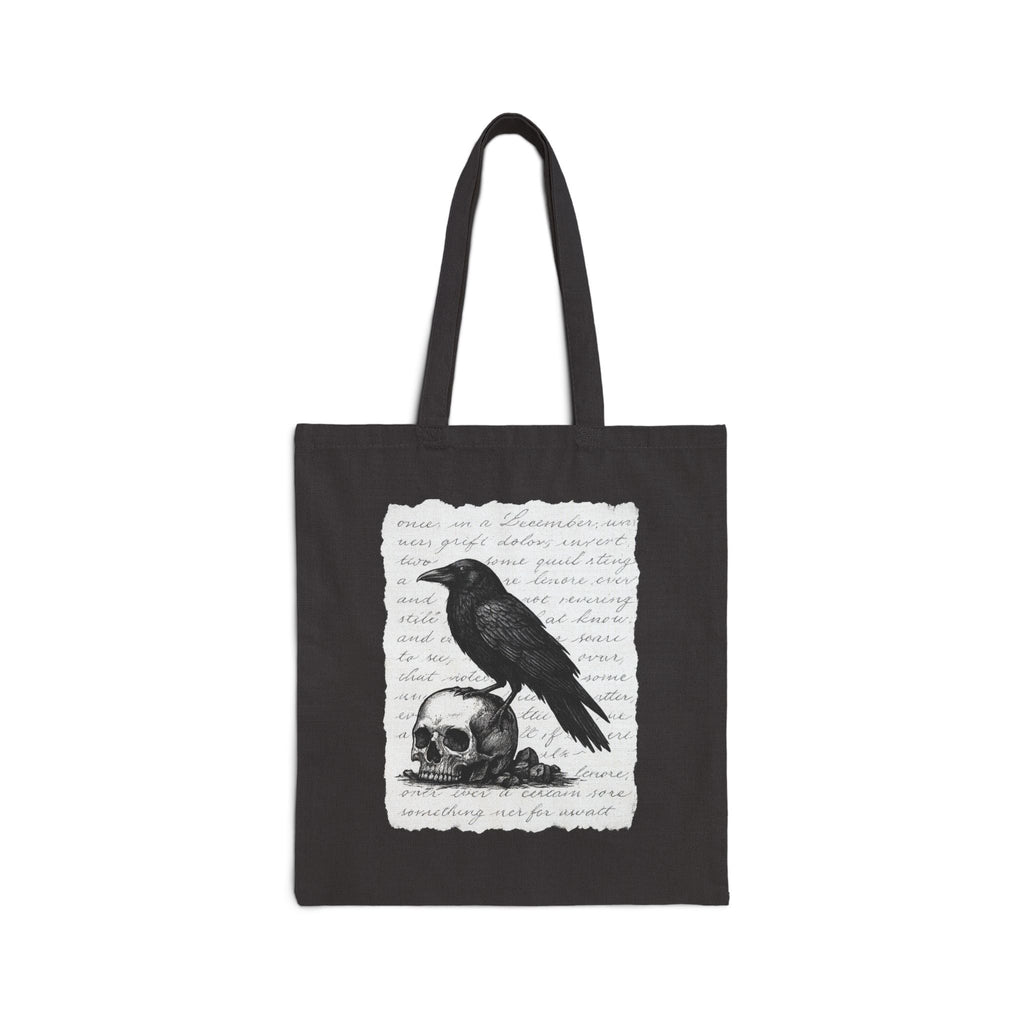 Gothic Raven Tote Bag, Stylish Eco-Friendly Shopping Bag, Halloween Gift, Boho Chic, Skull Design