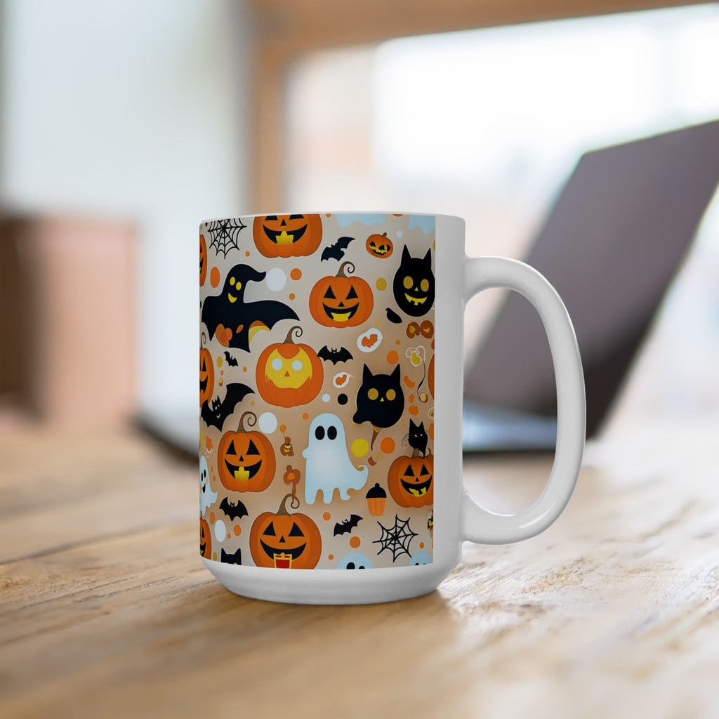 Spooky Halloween Ceramic Mug, Cute Pumpkin Ghosts Coffee Cup, Halloween Decor, Trick or Treat Mug, Fall Celebration Drinkware