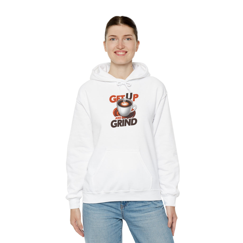Get Up and Grind Motivational Coffee -Themed Hoodie | Motivational Gift for Coffee Lovers, Unisex Casual Wear, Perfect for Gym, School, Office