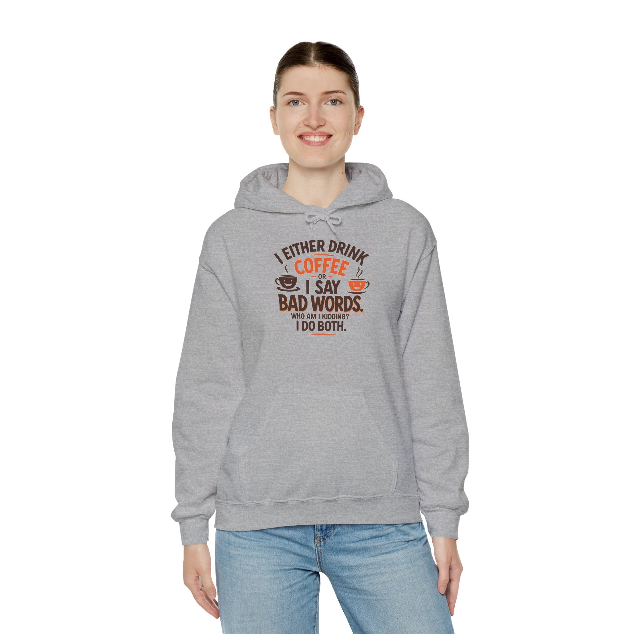 I drink coffee or say bad words, Coffee Lovers Hoodie - Unisex Funny Sweatshirt, Gift for Coffee Addicts, Unique Design, Great for Casual Wear, Perfect for Holidays