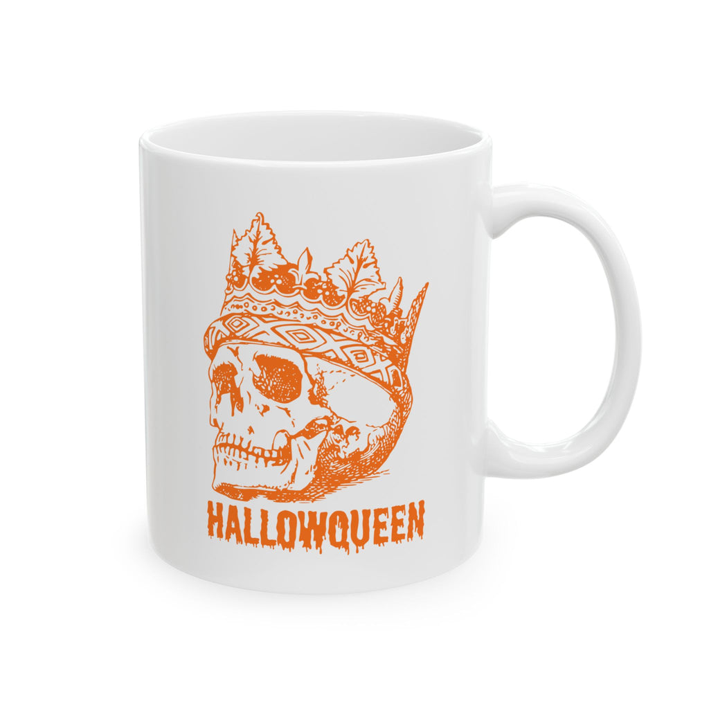 Halloween HALLOWQUEEN Skull Ceramic Mug - Perfect for Spooky Season, Fall Decor, Coffee Lovers, Gifting, Collectibles