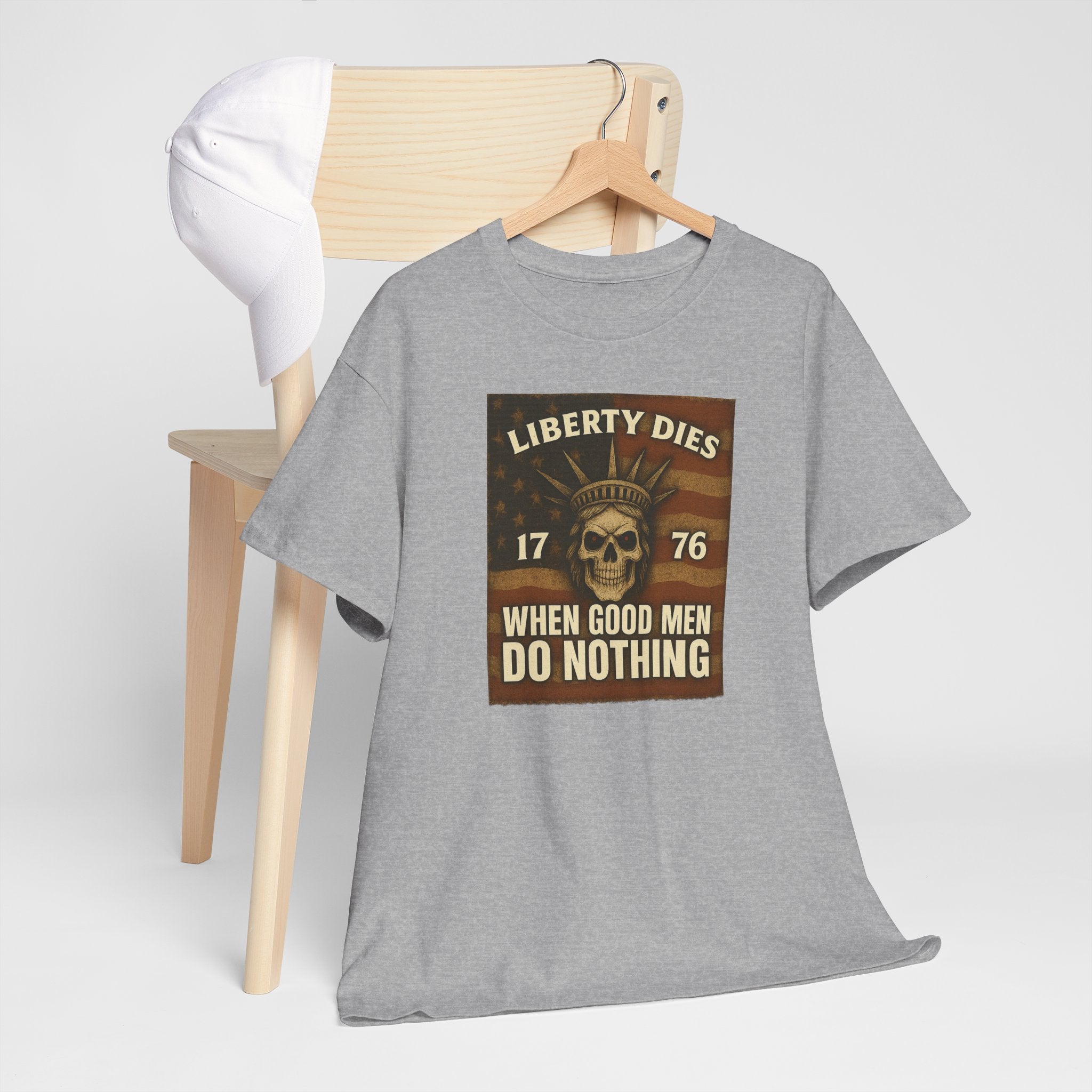 Liberty Dies Unisex Heavy Cotton Tee, Patriotic T-Shirt, 4th of July Gift, Independence Day Apparel, Vintage Style Tee