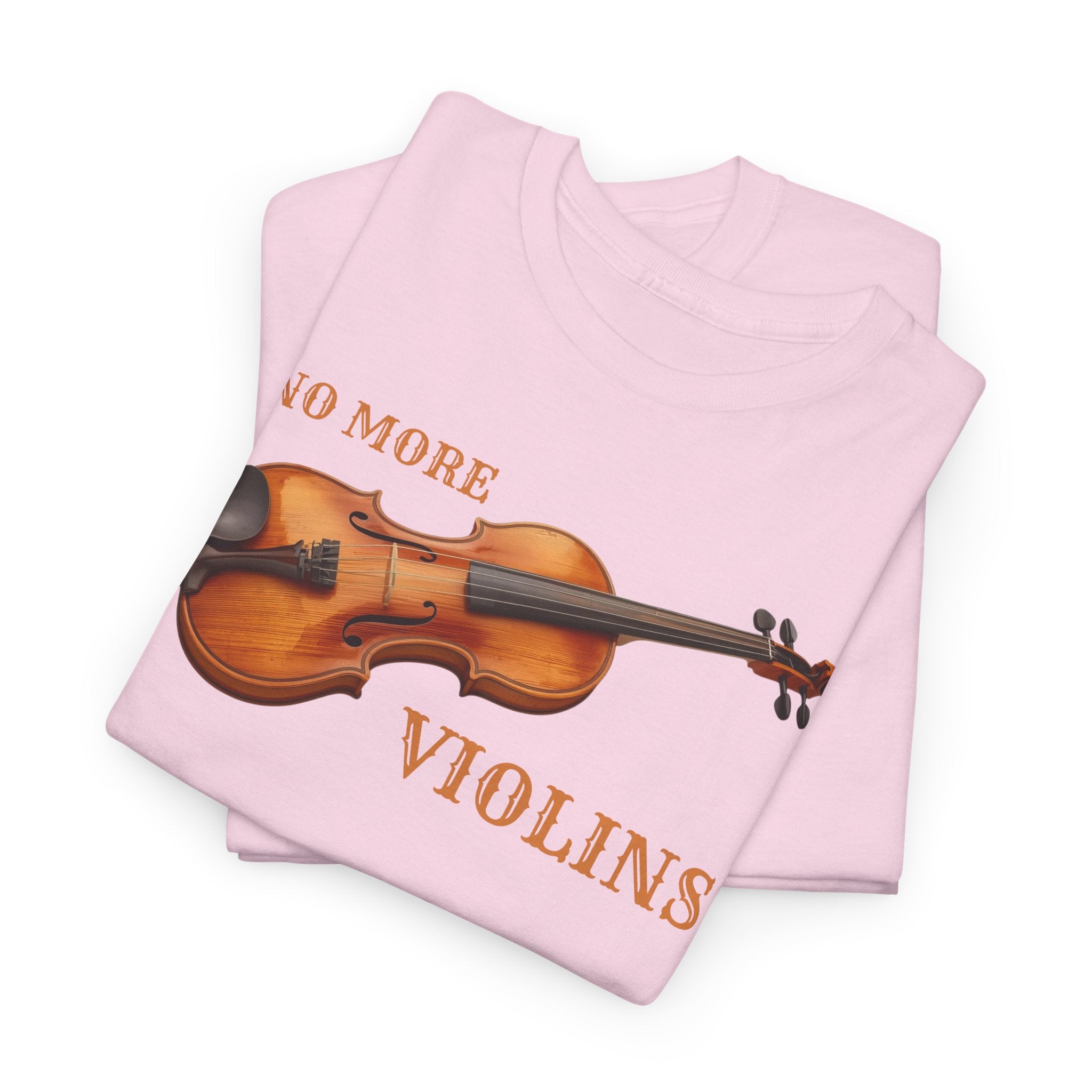 No More Violins Unisex Heavy Cotton Tee, Funny Music Lover T-Shirt, Gift for Musicians, Band Merchandise, Casual Wear, Birthday Gift
