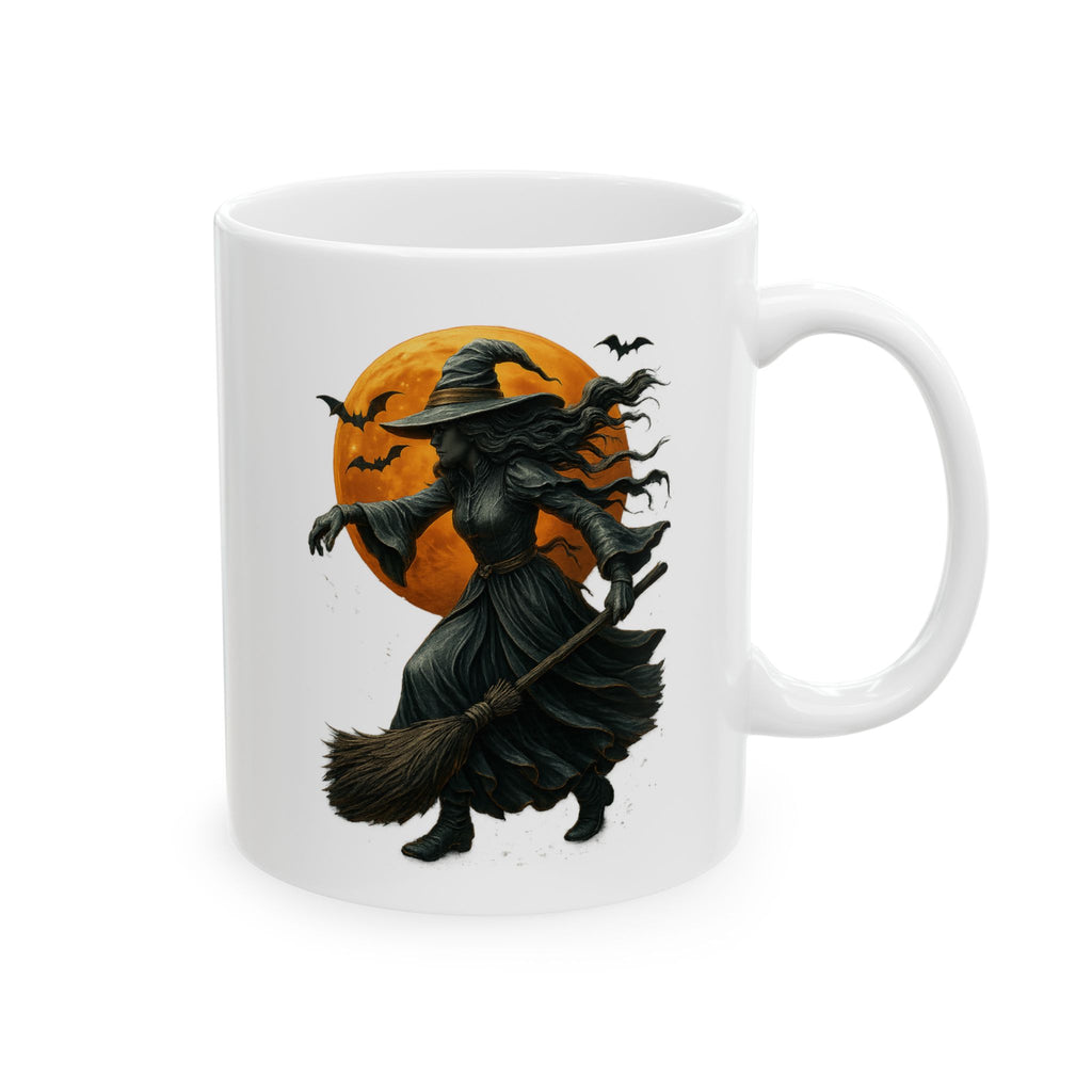 Halloween Metallic Relief Witch Painting Mug, Perfect for Fall, Coffee Lovers, Gifting, Cozy Vibes, Home Decor