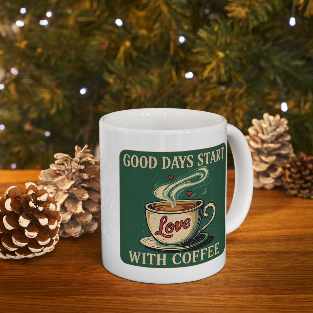 Coffee Lover's Ceramic Mug - Perfect Start with Coffee, Mug, Gift for Moms, Funny Coffee Mug, Kitchen Decor