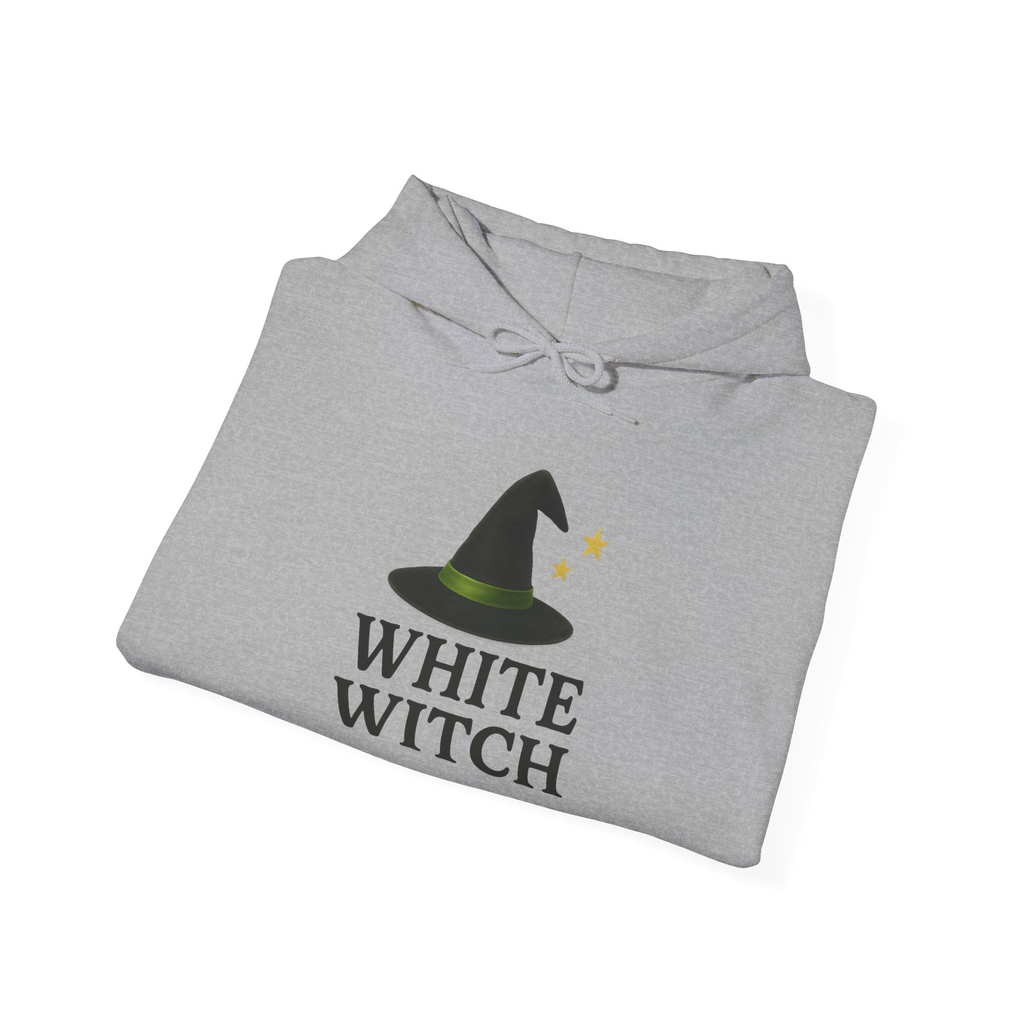 White Witch Hooded Sweatshirt, Cozy Halloween Apparel, Witchcraft Sweatshirt, Gift for Wiccans, Unisex Autumn Hoodie