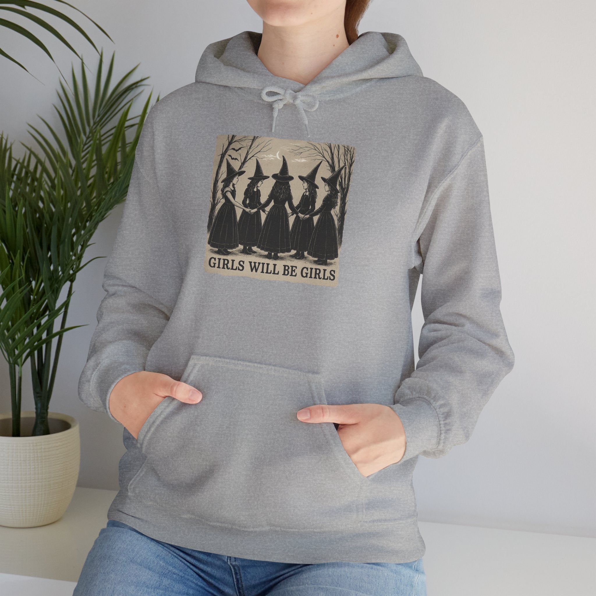 Spooky Witch Sisters Hoodie - Cozy Unisex Sweatshirt, Halloween Apparel, Witchy Gift, Fall Fashion, Girls Night Out