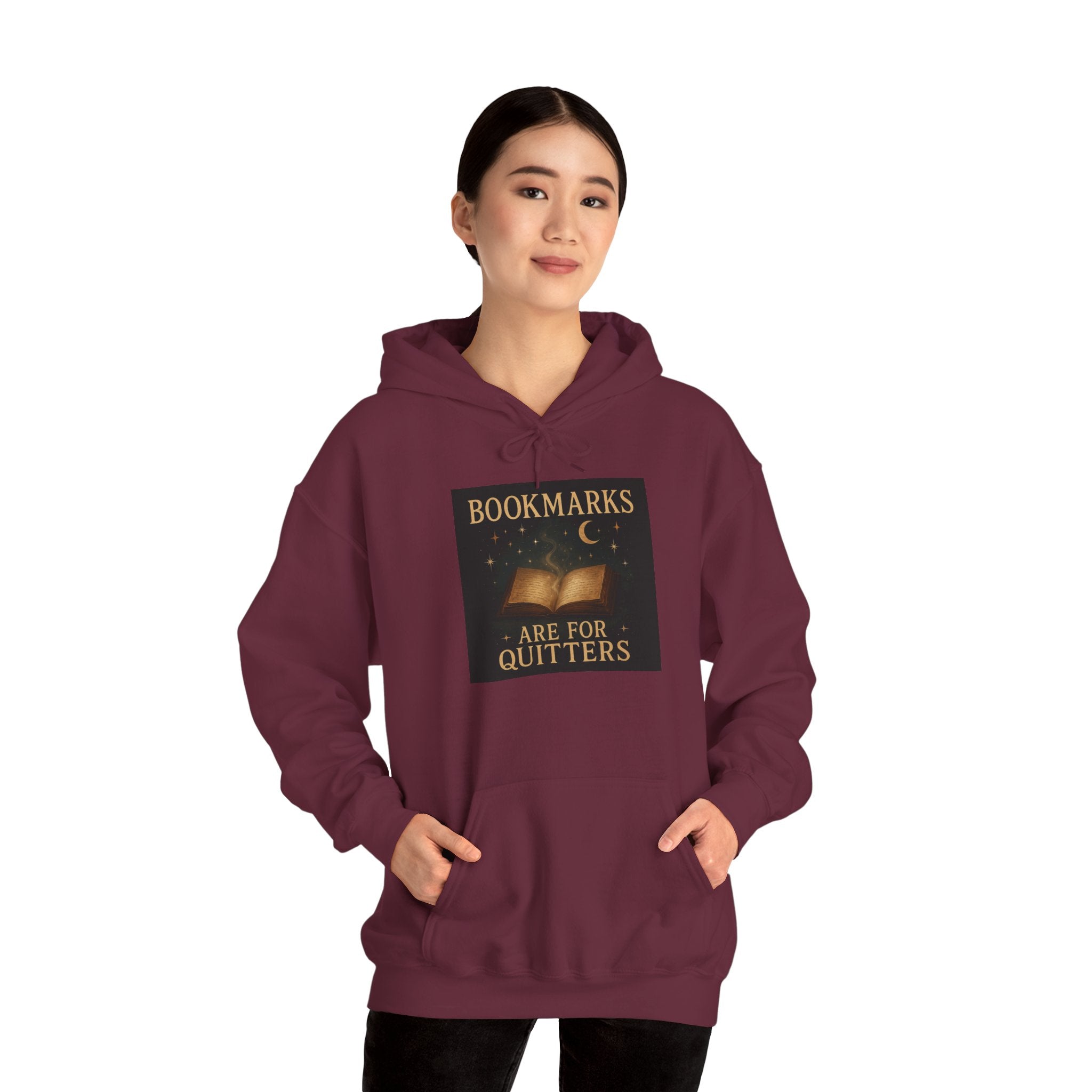 Cozy Literary Hoodie - Bookmarks Are for Quitters, Gift for Book Lovers, Reading Hoodie, Literary Apparel, Cozy Sweatshirt