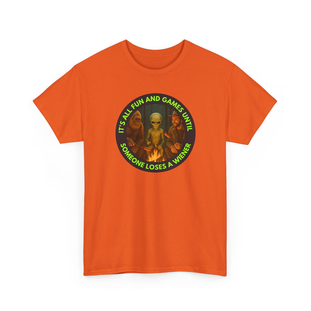 It's All Fun and Games Until... Funny Alien Camping T-shirt, Gift for Gamers, Casual Wear, Unique Statement
