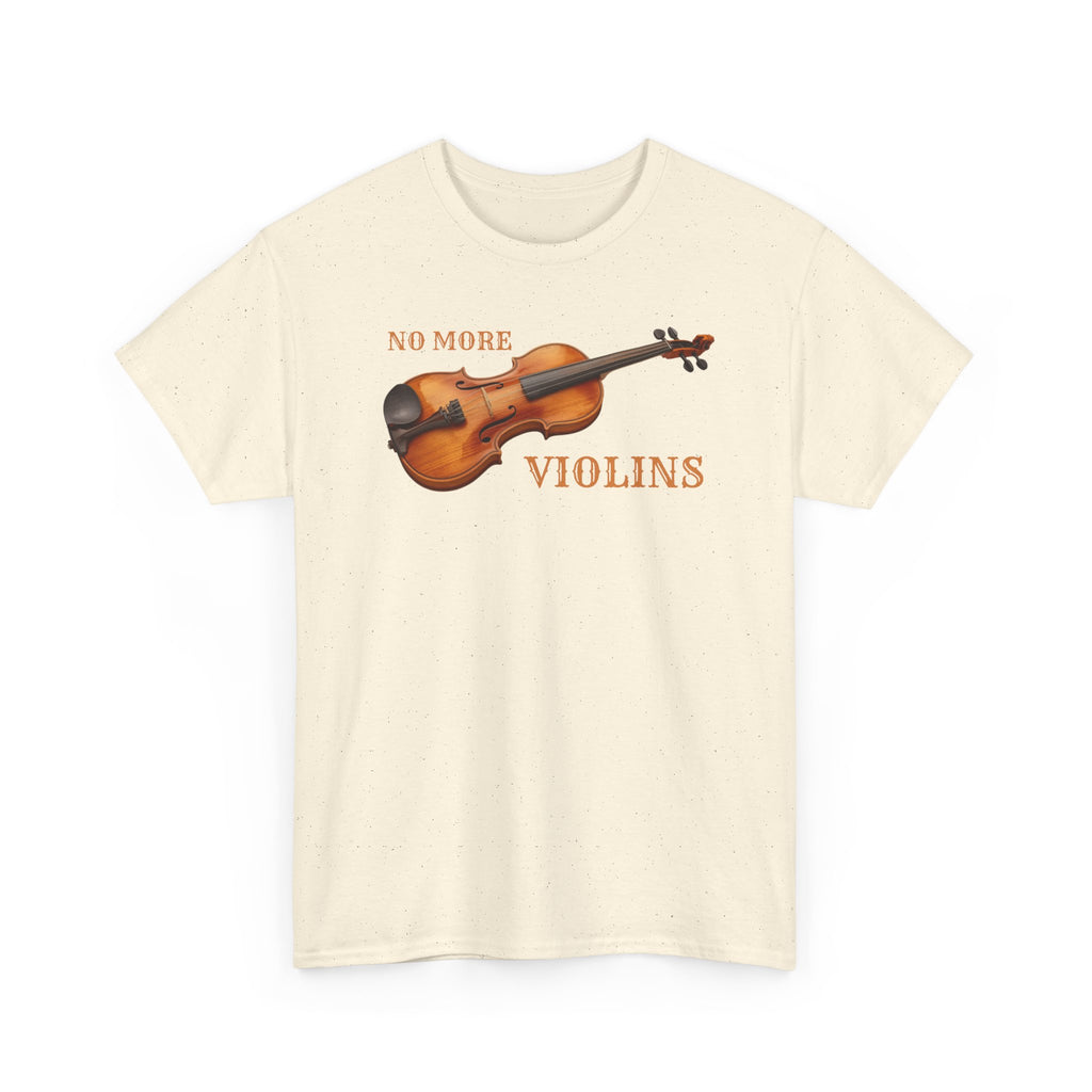 No More Violins Unisex Heavy Cotton Tee, Funny Music Lover T-Shirt, Gift for Musicians, Band Merchandise, Casual Wear, Birthday Gift
