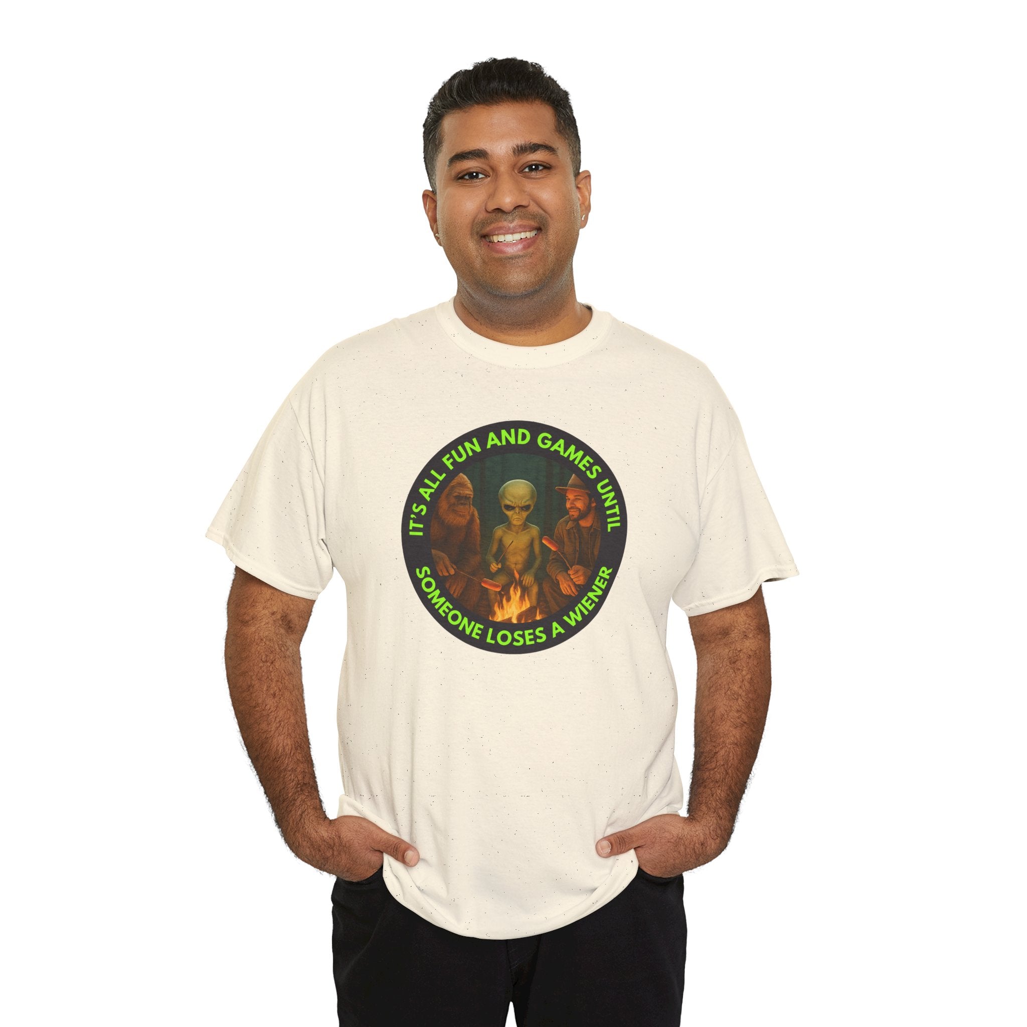 It's All Fun and Games Until... Funny Alien Camping T-shirt, Gift for Gamers, Casual Wear, Unique Statement