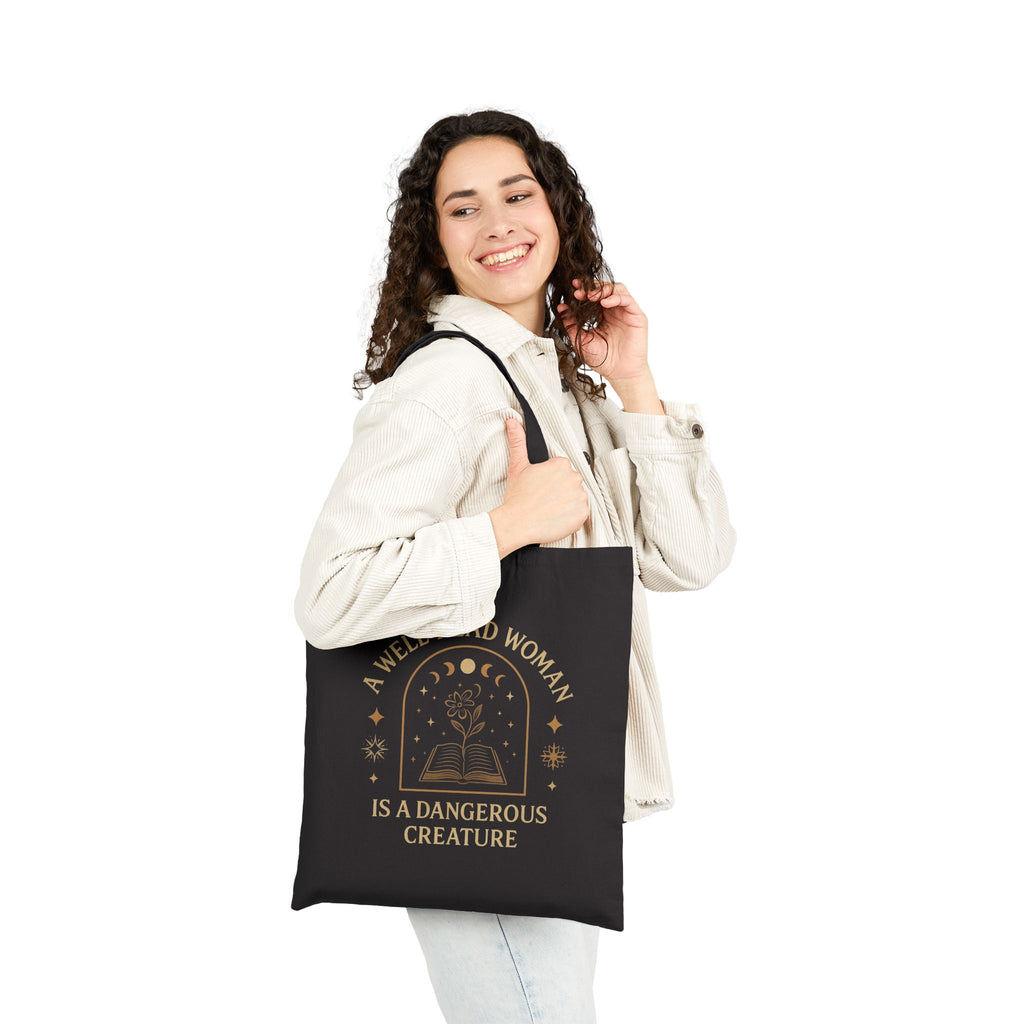 A WELL READ WOMAN - Tote Bag, Reusable Grocery Bag, Spooky Gift Bag, Eco-Friendly Canvas Tote, Trick or Treat Bag