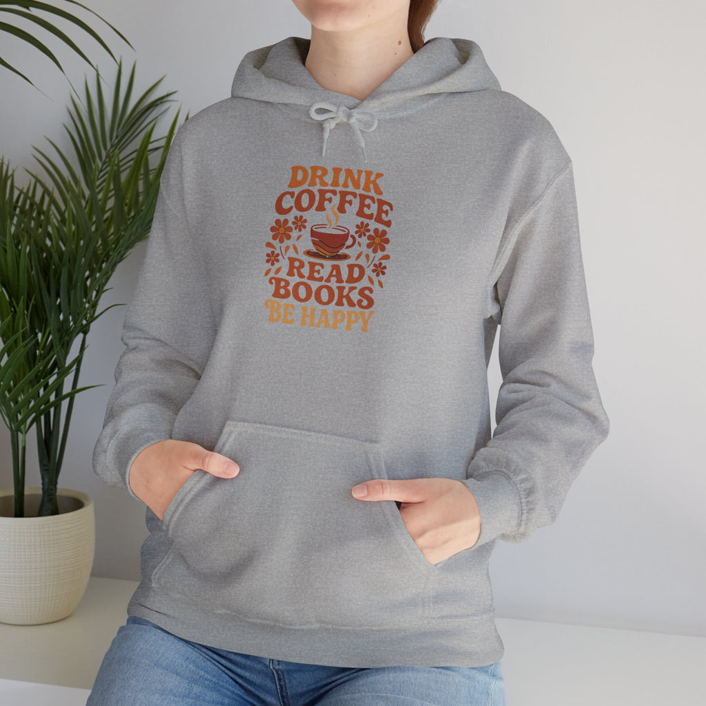 Cozy Coffee & Book Lover Hoodie - Perfect for Bookworms, Reading Gifts, Relaxed Vibes, Fall Wear, Gift for Friends