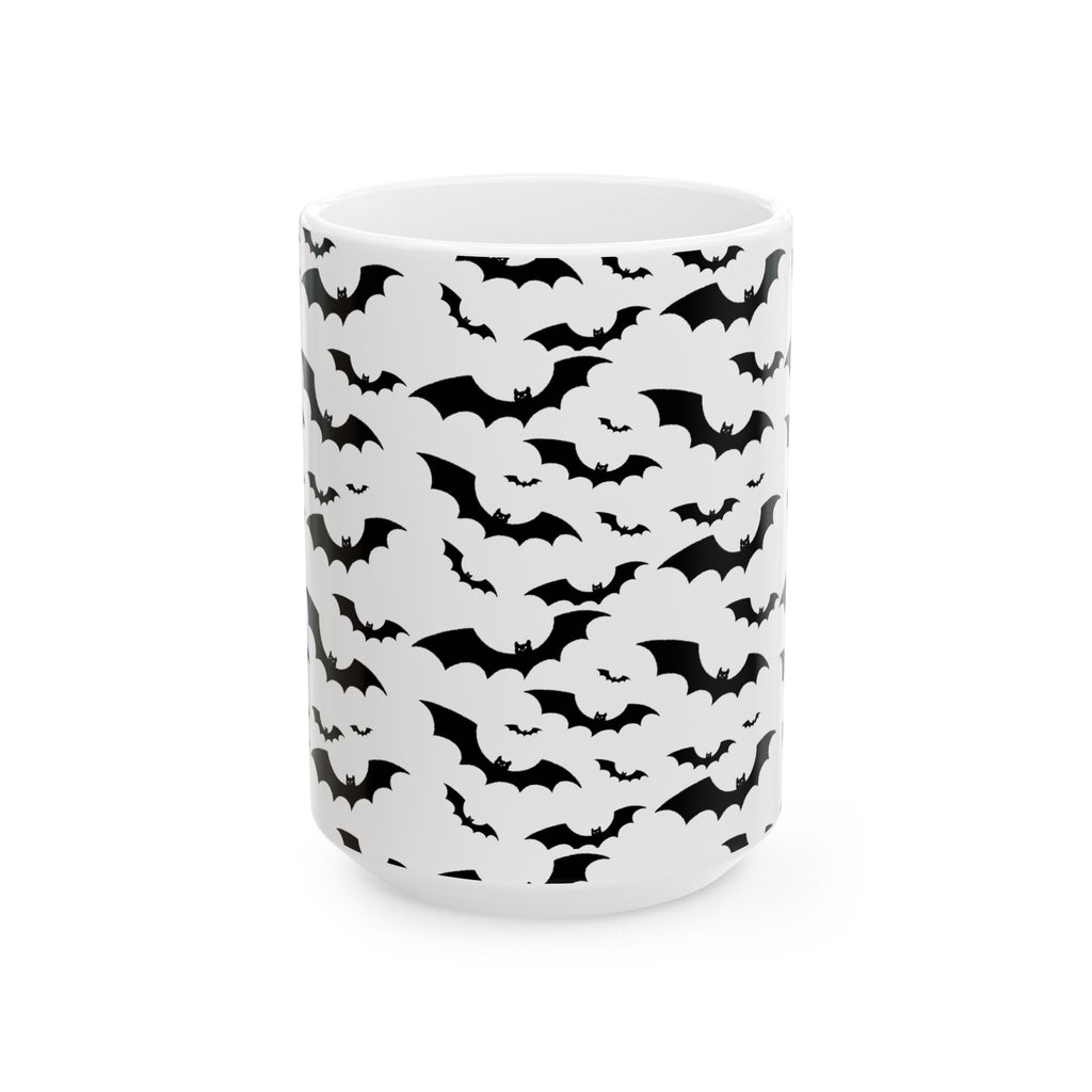 Spooky Bat Ceramic Mug, Halloween Coffee Cup, Gothic Drinkware, Dark Aesthetic Gift, Bat-Themed Tea Mug