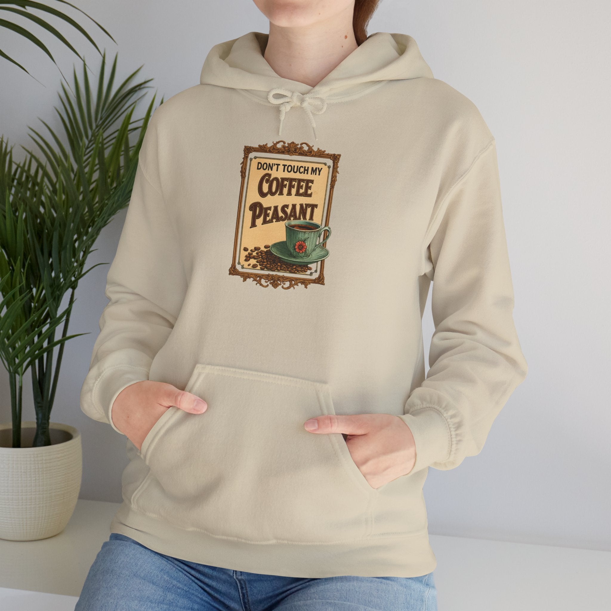 Funny - Don't Touch My Coffee Peasant Hoodie - Comfortable Unisex Sweatshirt for Coffee Lovers,  College Students, Casual Wear, Cafe Style,