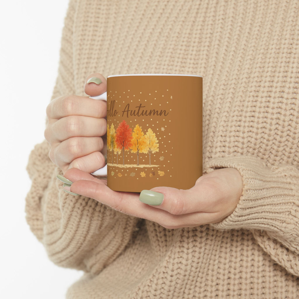 Autumn Leaves Ceramic Mug, Cozy Coffee Cup, Fall Decor, Thanksgiving Gift, Hot Beverage Mug, Seasonal Kitchenware
