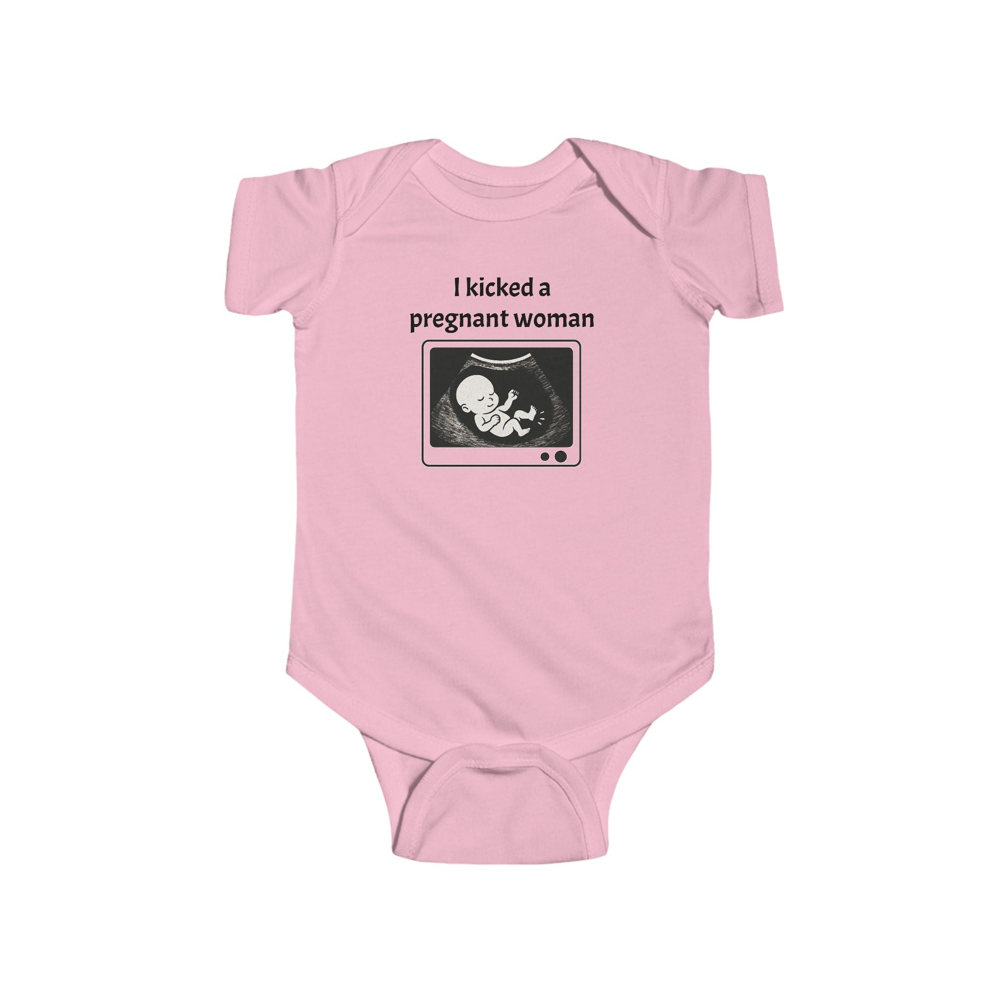 Funny Baby Newborn Bodysuit | I Kicked A Pregnant Woman | Baby Shower Gift, Infant Apparel, Cute Newborn Gift, Funny Parenting Outfit