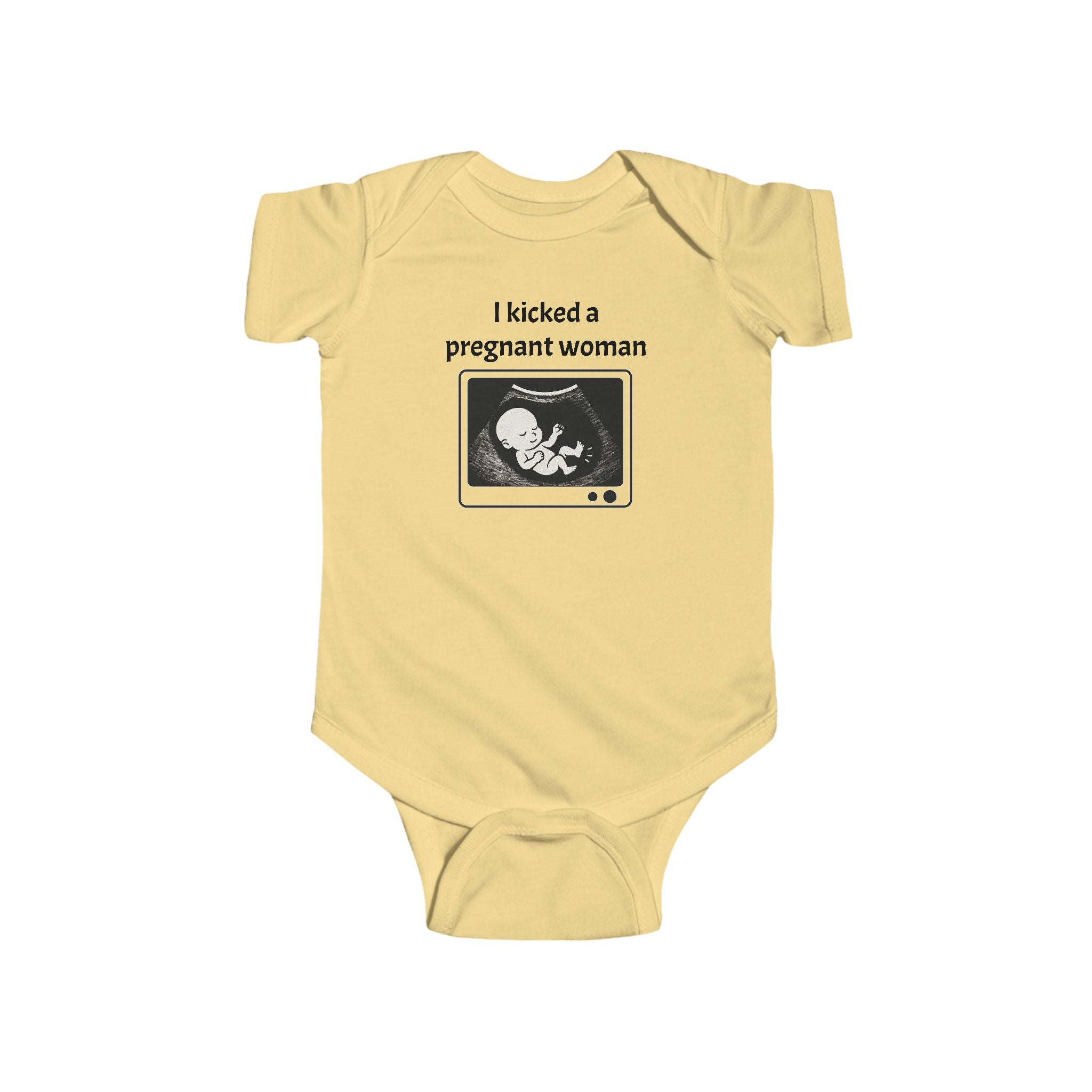 Funny Baby Newborn Bodysuit | I Kicked A Pregnant Woman | Baby Shower Gift, Infant Apparel, Cute Newborn Gift, Funny Parenting Outfit