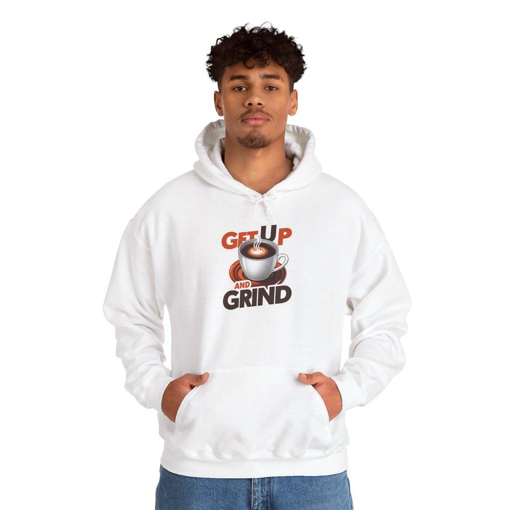 Get Up and Grind Motivational Coffee -Themed Hoodie | Motivational Gift for Coffee Lovers, Unisex Casual Wear, Perfect for Gym, School, Office