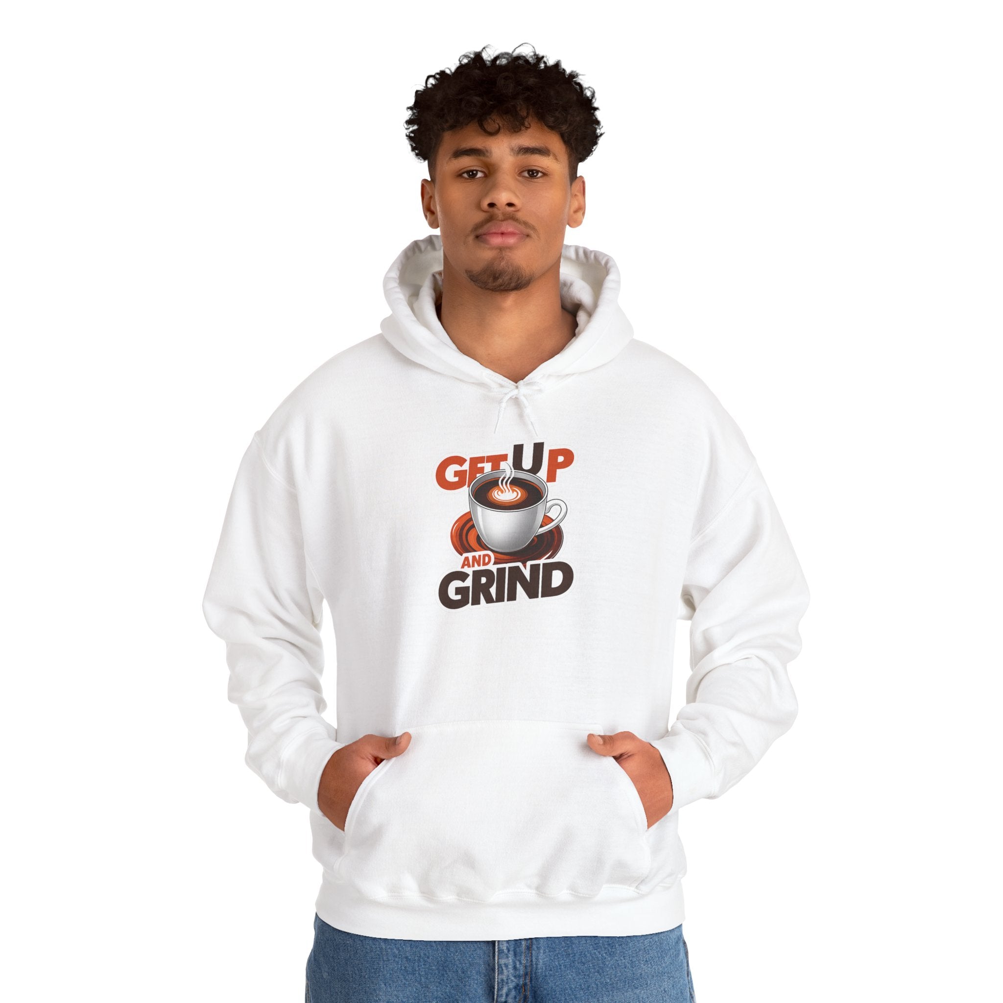Get Up and Grind Motivational Coffee -Themed Hoodie | Motivational Gift for Coffee Lovers, Unisex Casual Wear, Perfect for Gym, School, Office