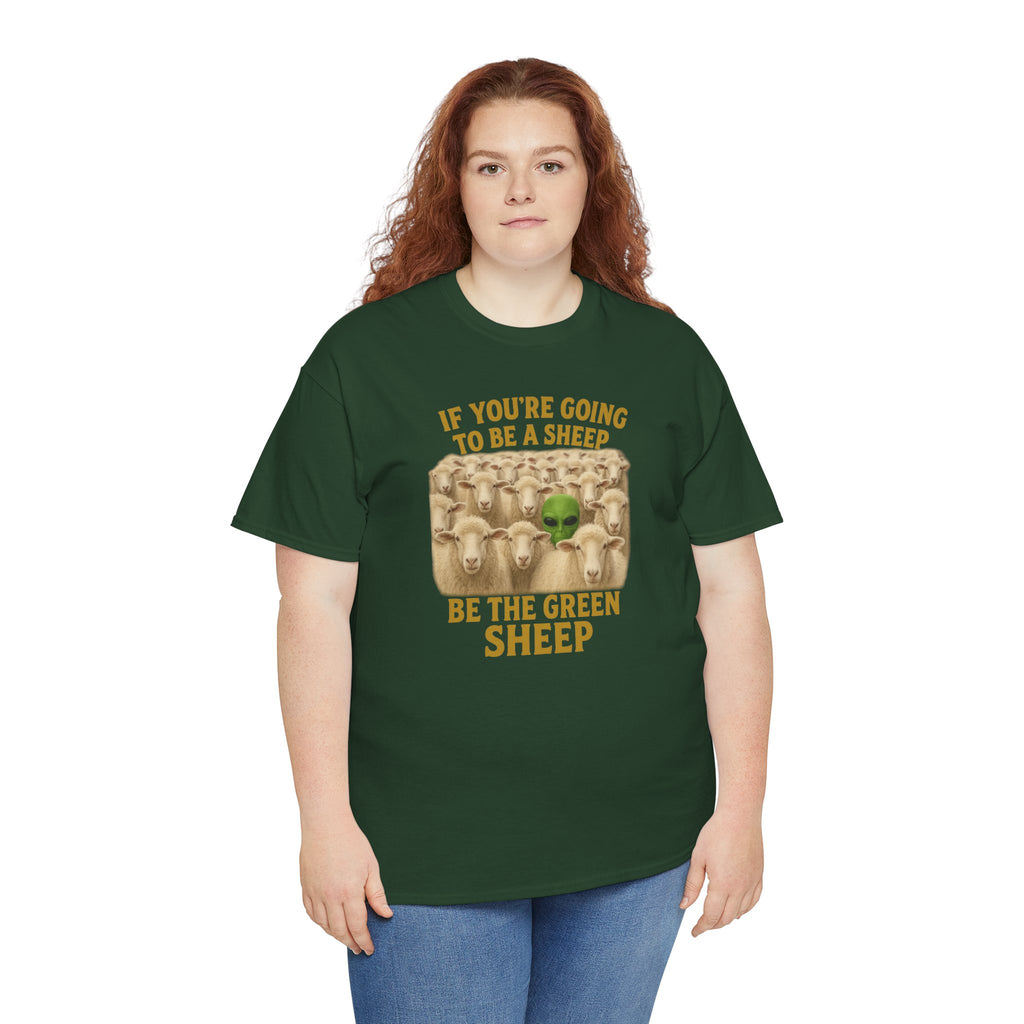 Be the Green Sheep Unisex Heavy Cotton Tee, Funny T-Shirt for the rebel in your life,  Gift for Friends, Casual Wear, Comfortable Basics
