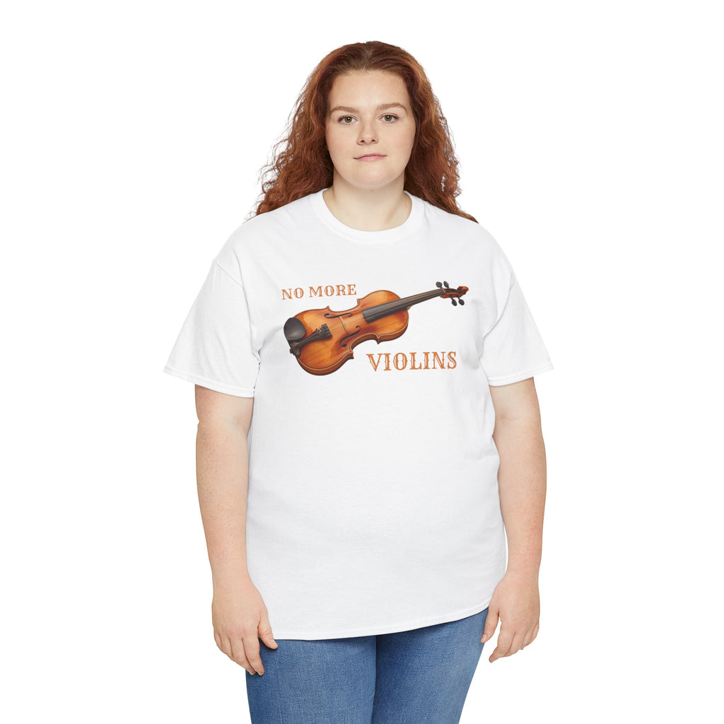 No More Violins Unisex Heavy Cotton Tee, Funny Music Lover T-Shirt, Gift for Musicians, Band Merchandise, Casual Wear, Birthday Gift