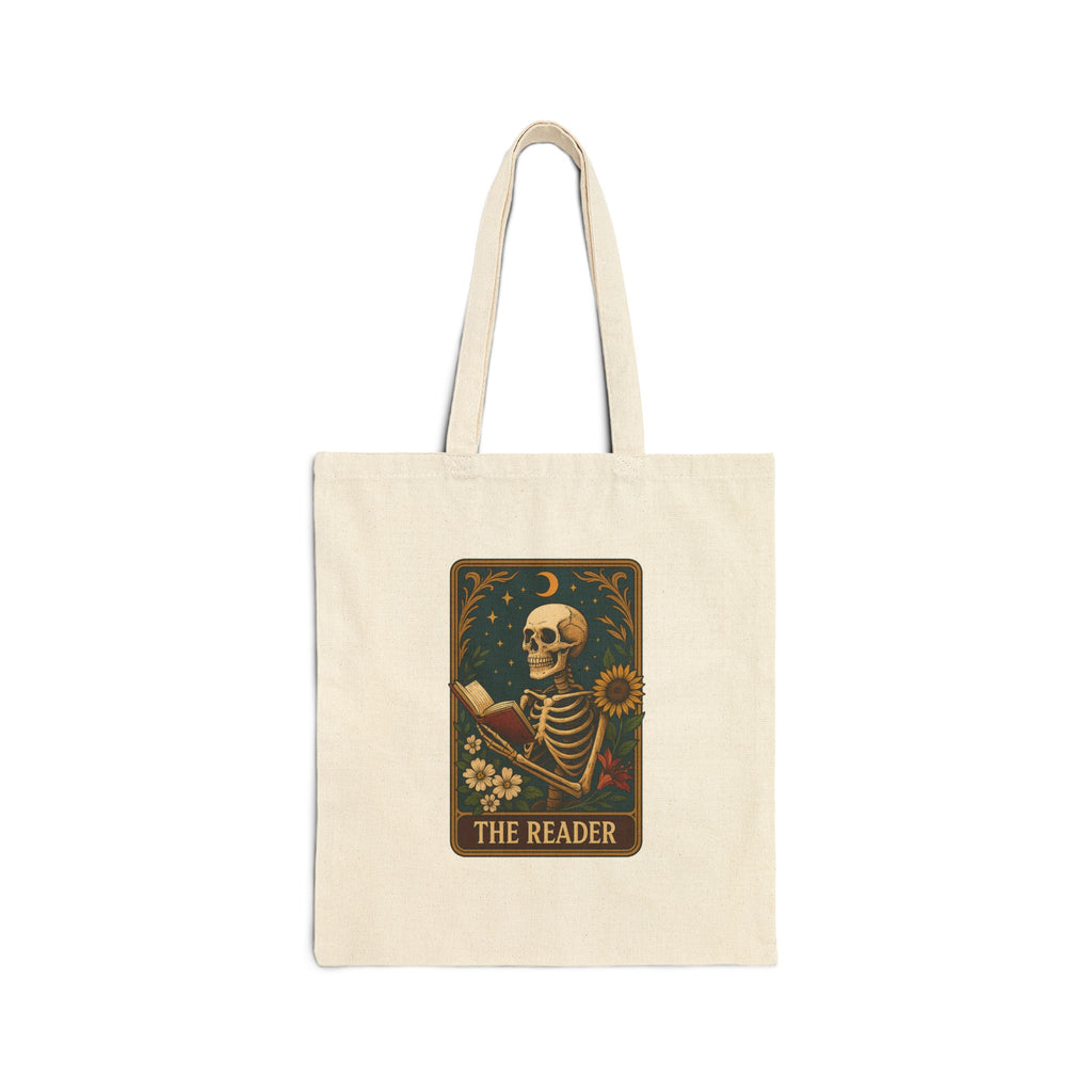 THE READER TAROT - Cotton Canvas Tote Bag, Book Lover Gift, Literary Tote, Library Bag, Reusable Shopping Tote