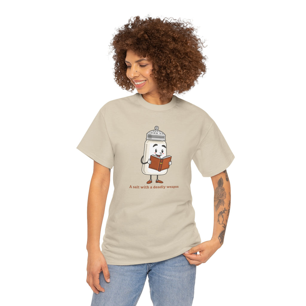 Funny Salt Bear Graphic Tee, Unisex Heavy Cotton Tee, Cute Gift for Food Lovers, Book Lovers, Unique Humor Shirt, Casual Everyday Wear