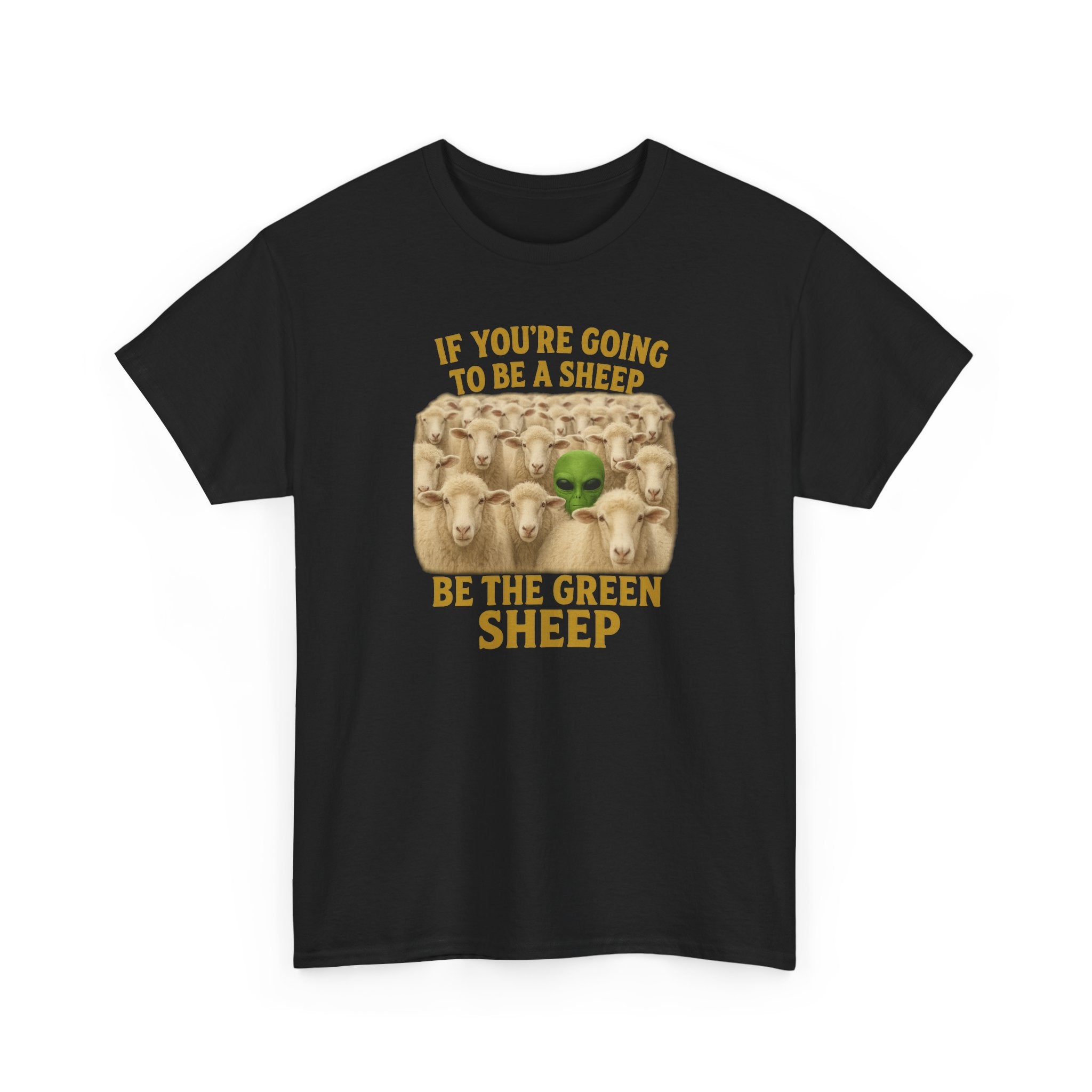 Be the Green Sheep Unisex Heavy Cotton Tee, Funny T-Shirt for the rebel in your life,  Gift for Friends, Casual Wear, Comfortable Basics