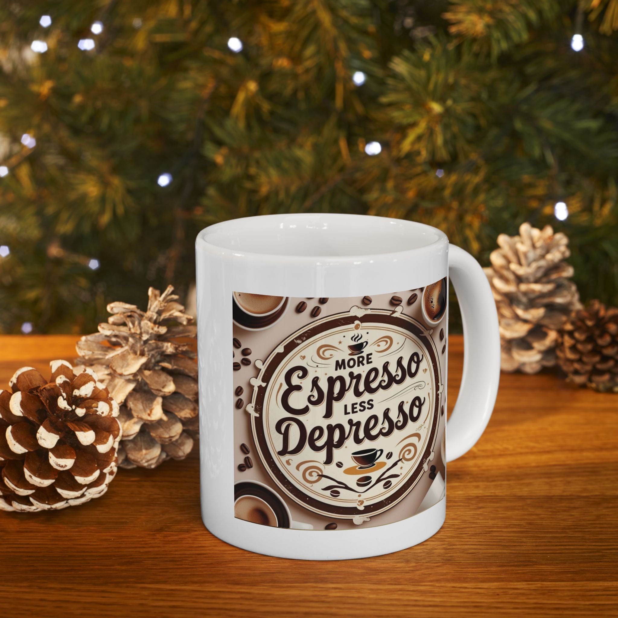 More Espresso Less Depresso - Coffee Mug, 11oz, 15oz, Perfect Gift for Coffee Lovers, Home Office Decor, Unique Breakfast Mug
