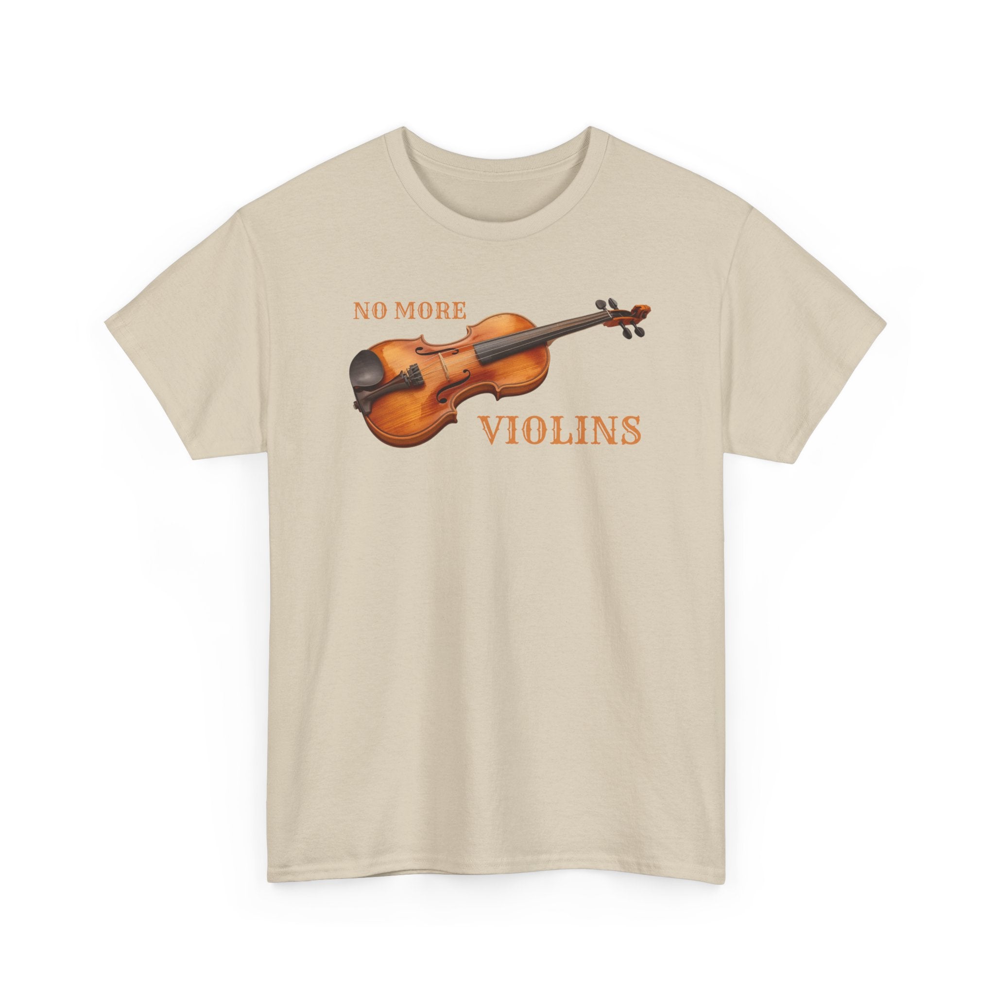 No More Violins Unisex Heavy Cotton Tee, Funny Music Lover T-Shirt, Gift for Musicians, Band Merchandise, Casual Wear, Birthday Gift